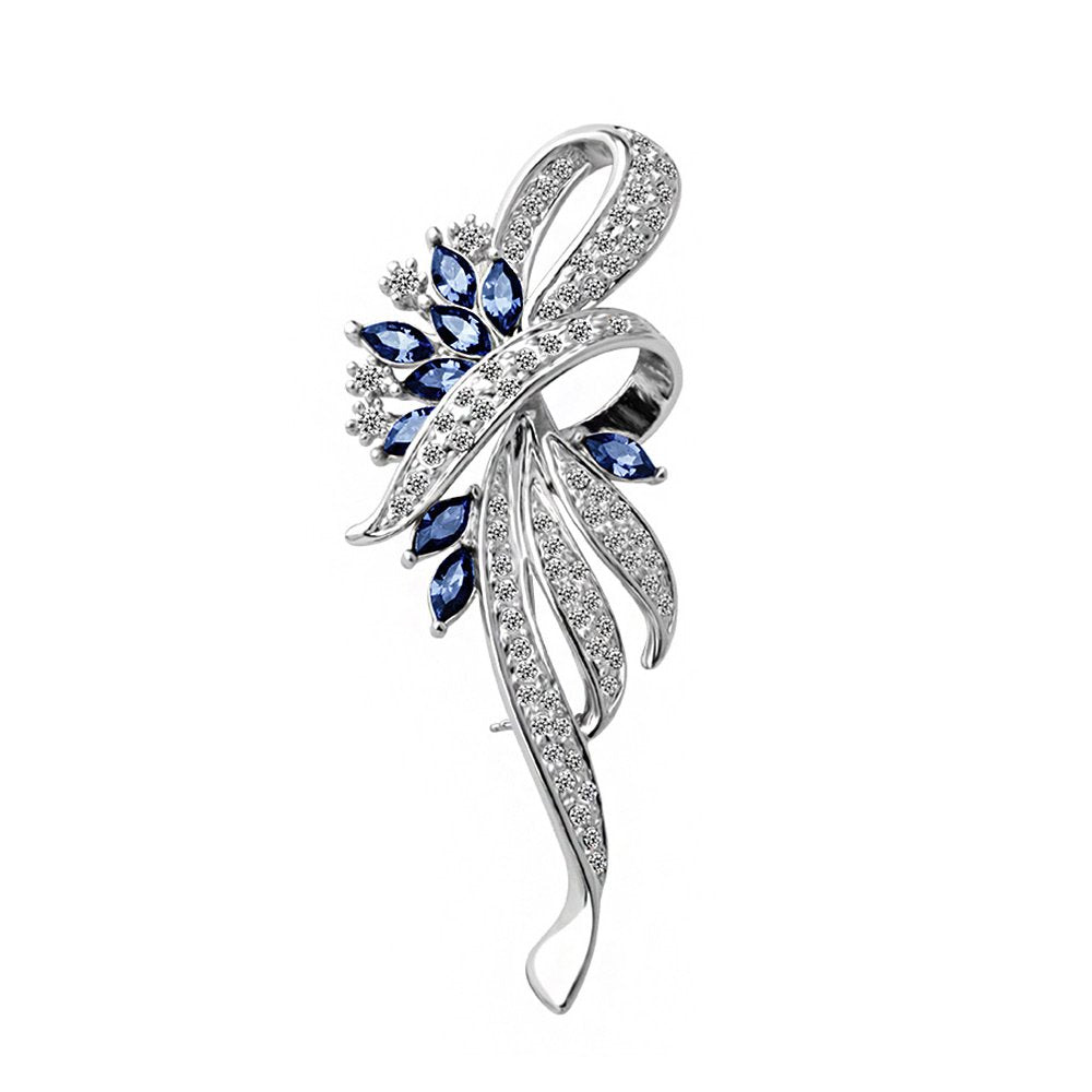 Created Crystal Brooch & Pins for Women | Vintage Brooches & Hat Pins, 2.5 Inches Blue