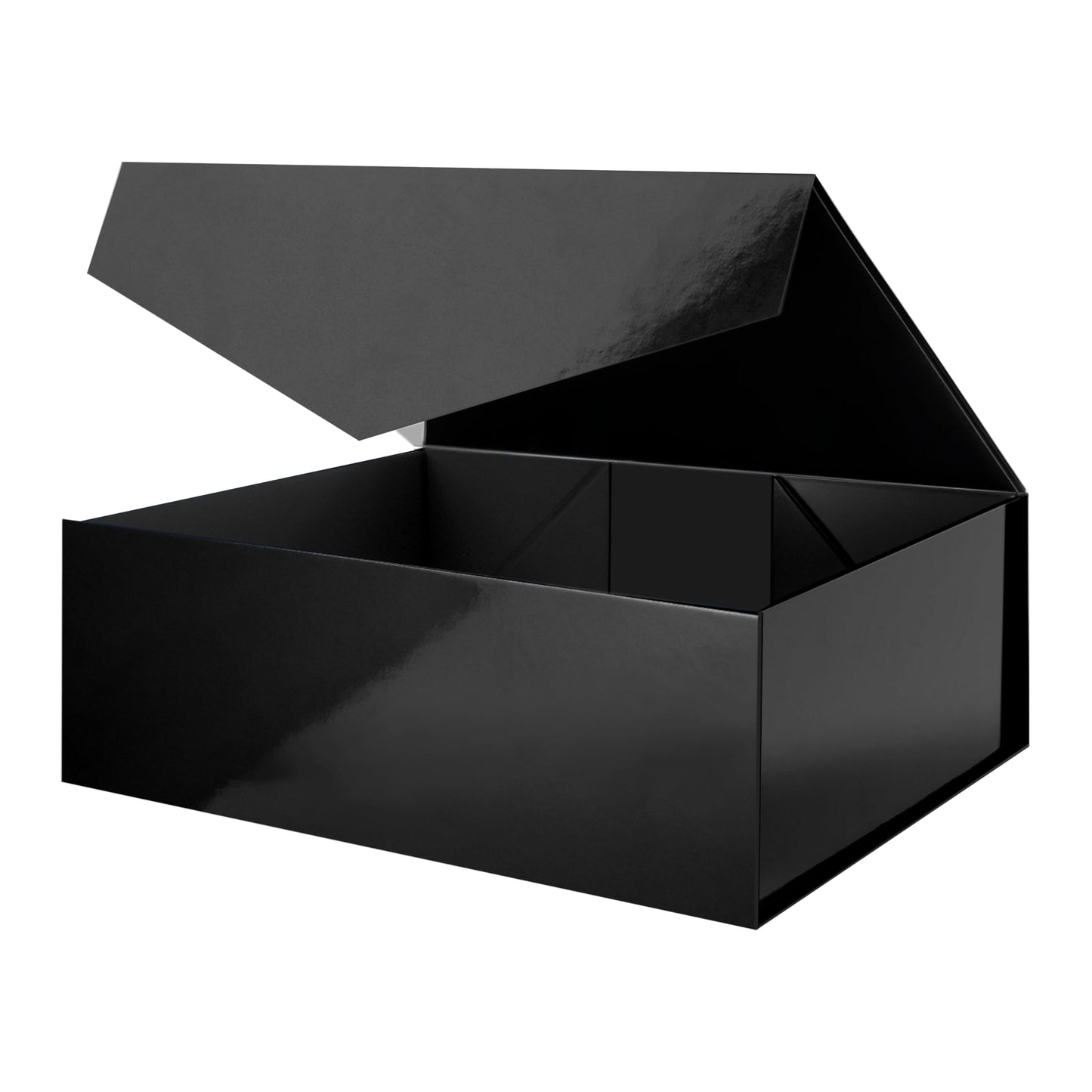 JINGUAN 19.2x15.8x7 Inches, Extra Large Gift Box with Lid, Groomsman Proposal Box with Magnetic Closure, Giant Gift Box for Clothes and Large Gifts (Glossy Black)