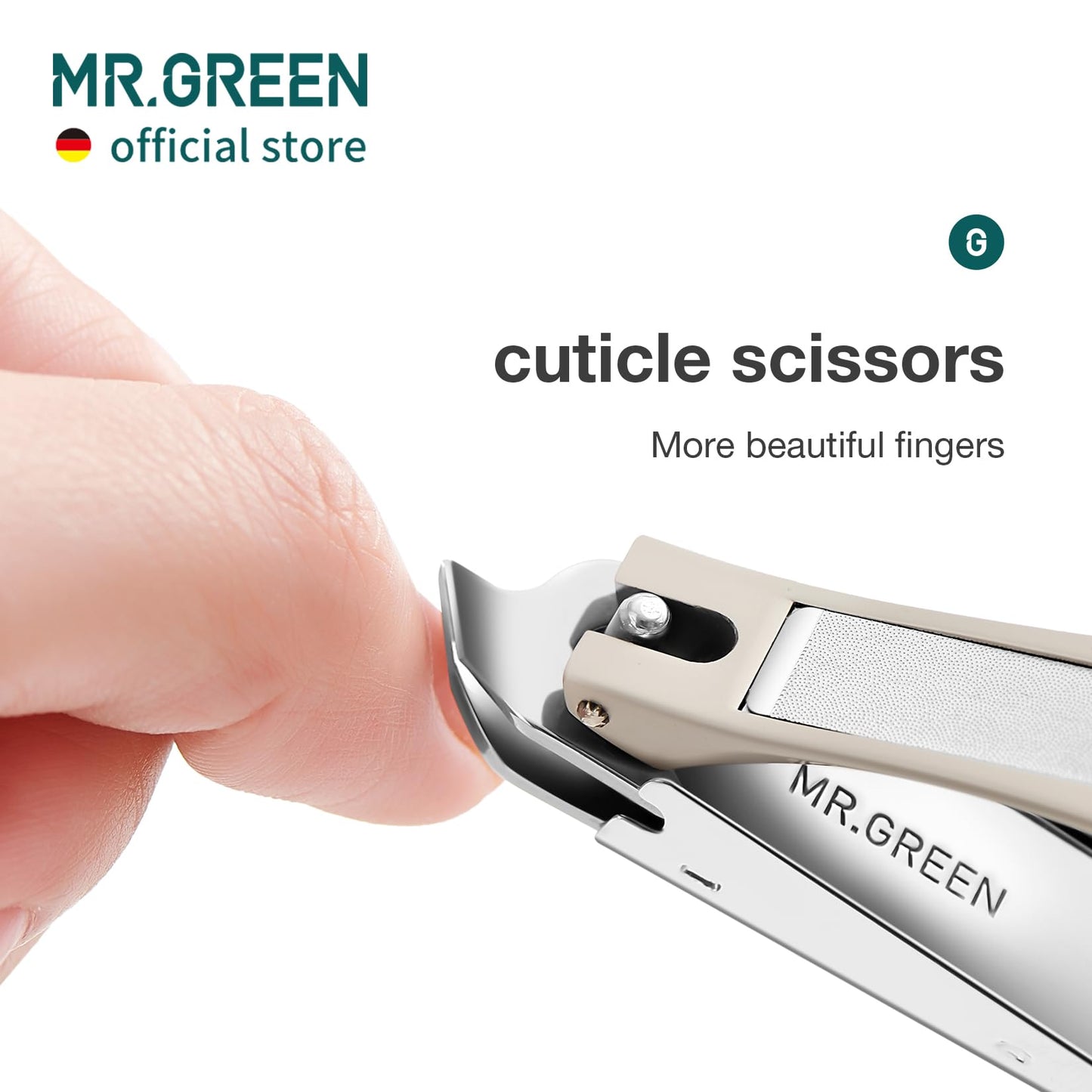MR.GREEN Slanted Edge Nail Cutting Clippers Cuticle Nippers Tool Stainless Steel Dead Skin Oblique Tip Trimmer Manicure Scissors (Mr-1115 (Large))