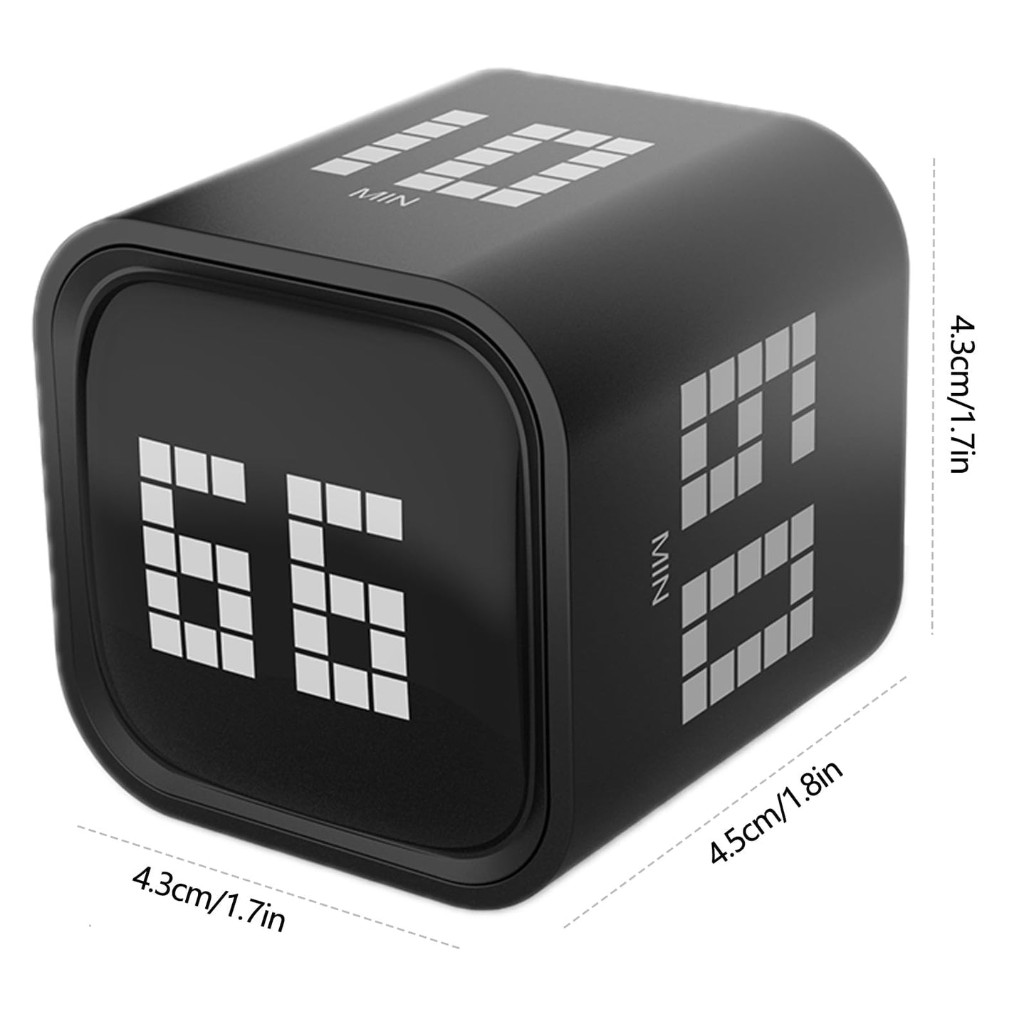 Rotating Focus Timer, 5/25/10/50-Minute Pomodoro Timer, Desk Flip Countdown with Vibration & Volume Control, ADHD-Friendly Tool for Office, Study, and Kitchen (Black)