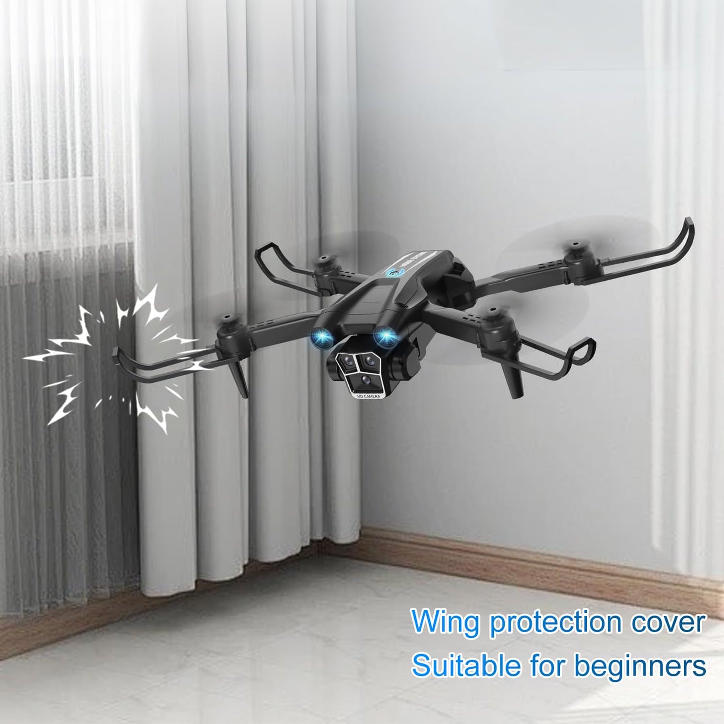 Drone with Camera 1080P HD, Mini Drone for Beginners Kids Adults, RC Quadcopter with 2 Batteries, Carrying Case, Stable Hover, Trajectory Flight, Gravity Control, One Key Take Off/Land, Black