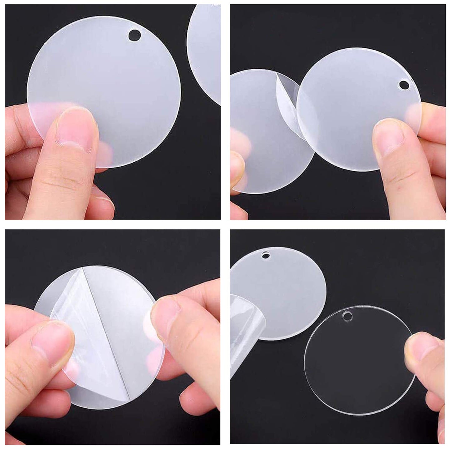 Allazone 8 Style Acrylic Transparent Circle Discs Set, Acrylic Clear Keychain Blanks, Keychain, Mini Tassels, Ball Chain and Sticker for DIY Projects and Crafts