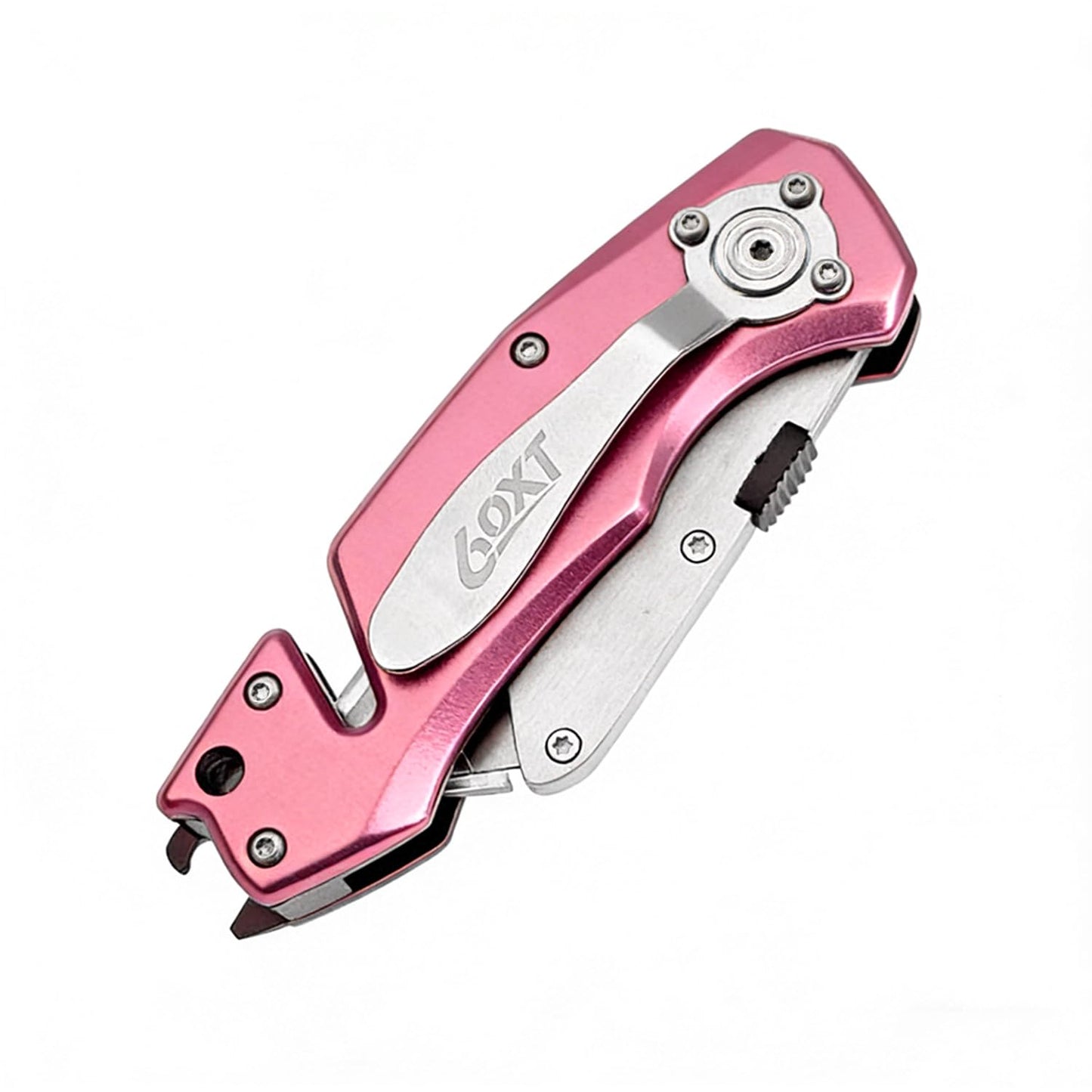 Utility Knife Folding Safety Lock Quick Change with 10 Extra SK5 Replacement Blade Lightweight Aluminum Handle & Pocket Clip Multi-Use Box Cutter Office Home Art Diy Great Gift Choice (UPG.V.Pink)