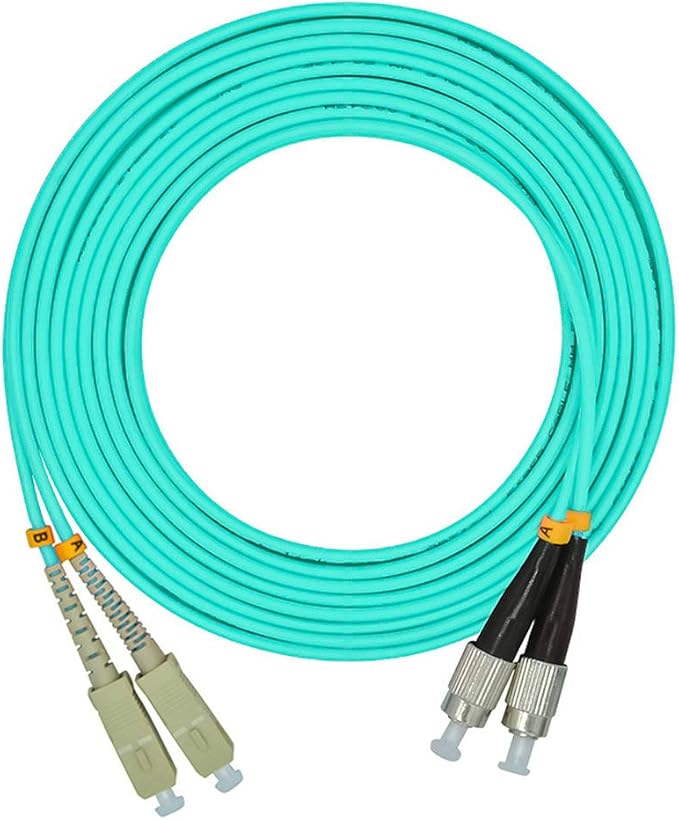 Jeirdus 5Meters 16ft SC to FC Duplex 50/125 10G OM3 Multi-Mode Fiber Optic Cable Jumper Optical Patch Cord SC-FC