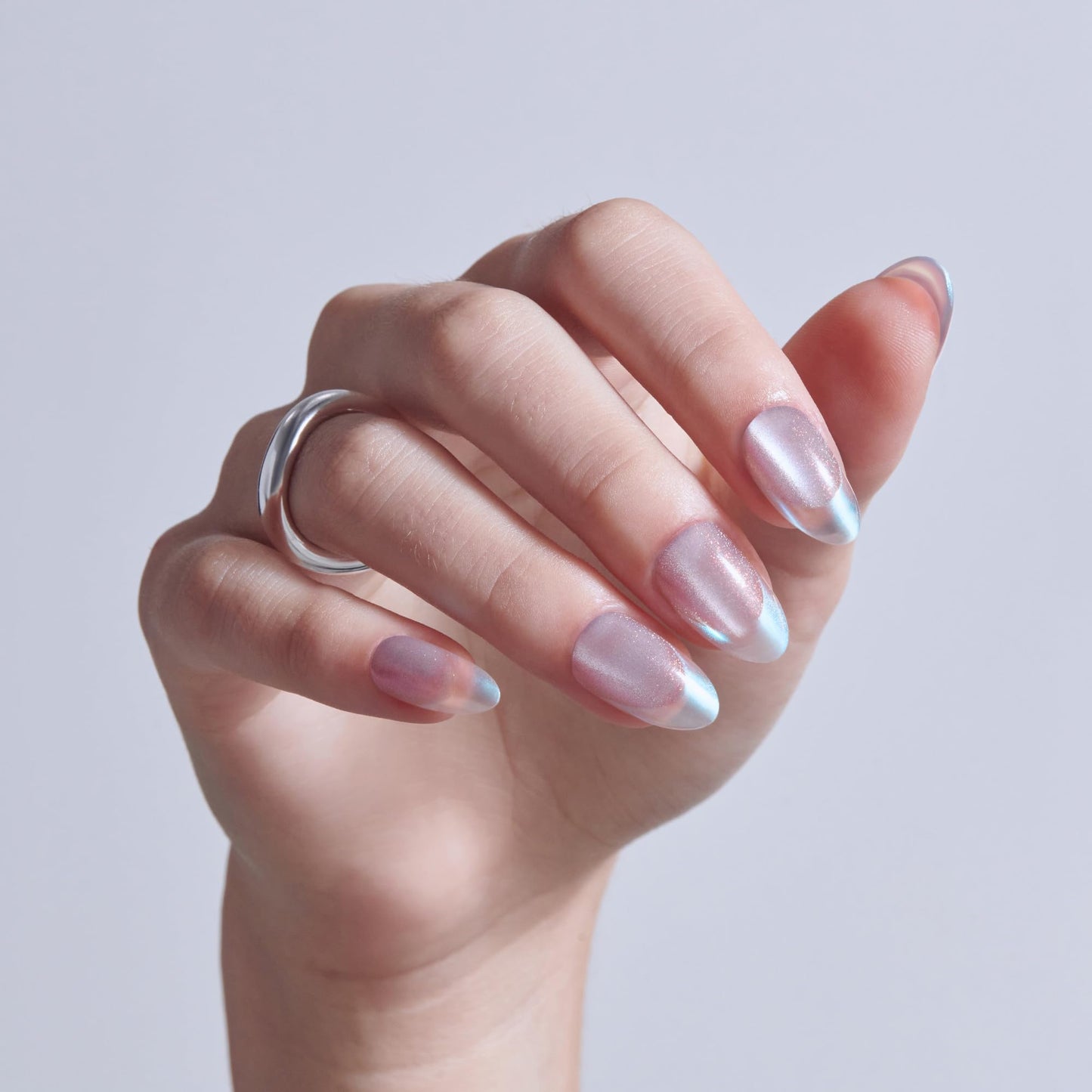 Kiss Glam, Press On Nails, Nail glue included, 'Fairy Tale', Pink, Medium Size, Almond Shape, Includes 32 Nails, 2g Glue, 1 Manicure Stick, 1 Mini File
