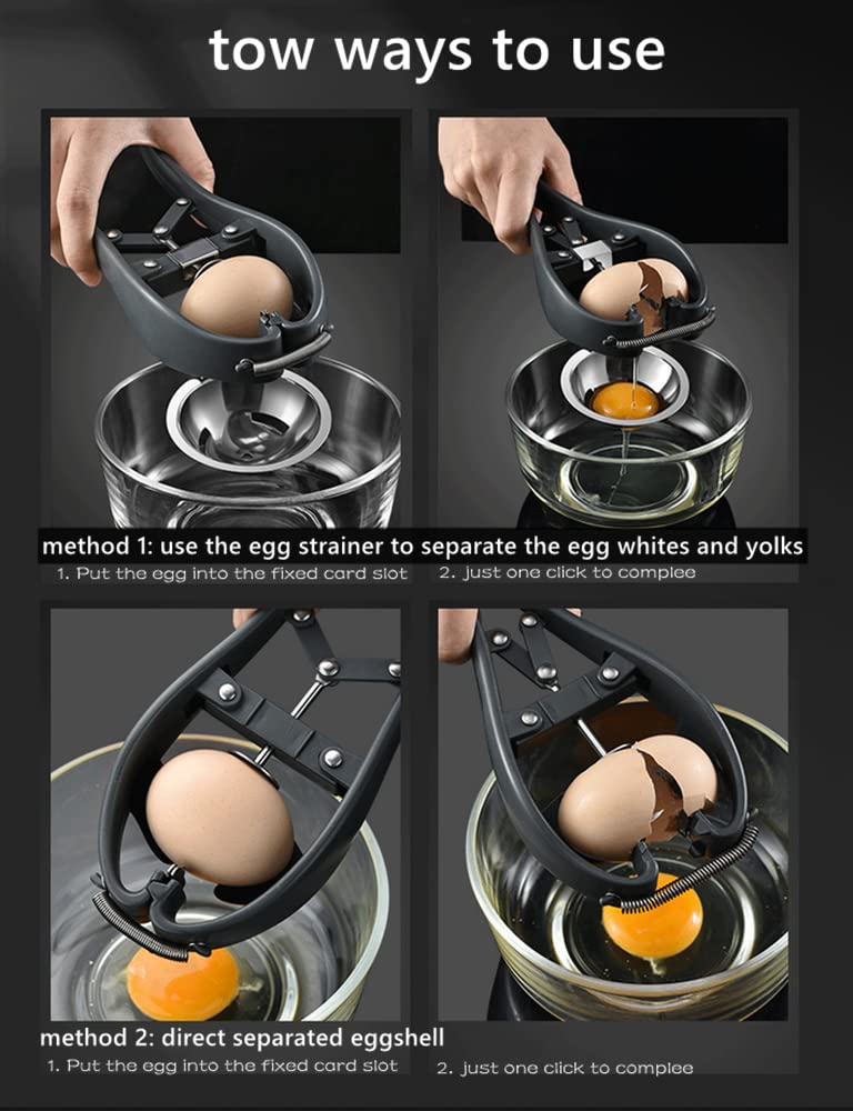 Egg Cracker Stainless Steel Egg Separator Automatic Egg Cracker for Raw Egg White Separator Handheld Egg Opener Easy Eggshell Cutter Creative Kitchen Gadget