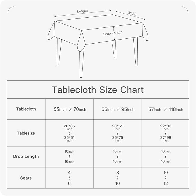BALCONY & FALCON Rectangle Table Cloth Waterproof Tablecloth Fuzzy Linen and Satin Double-Sided Usable Table Cover for Dining, Kitchen, Cafe, Parties and Outdoor Use (White 57x118)