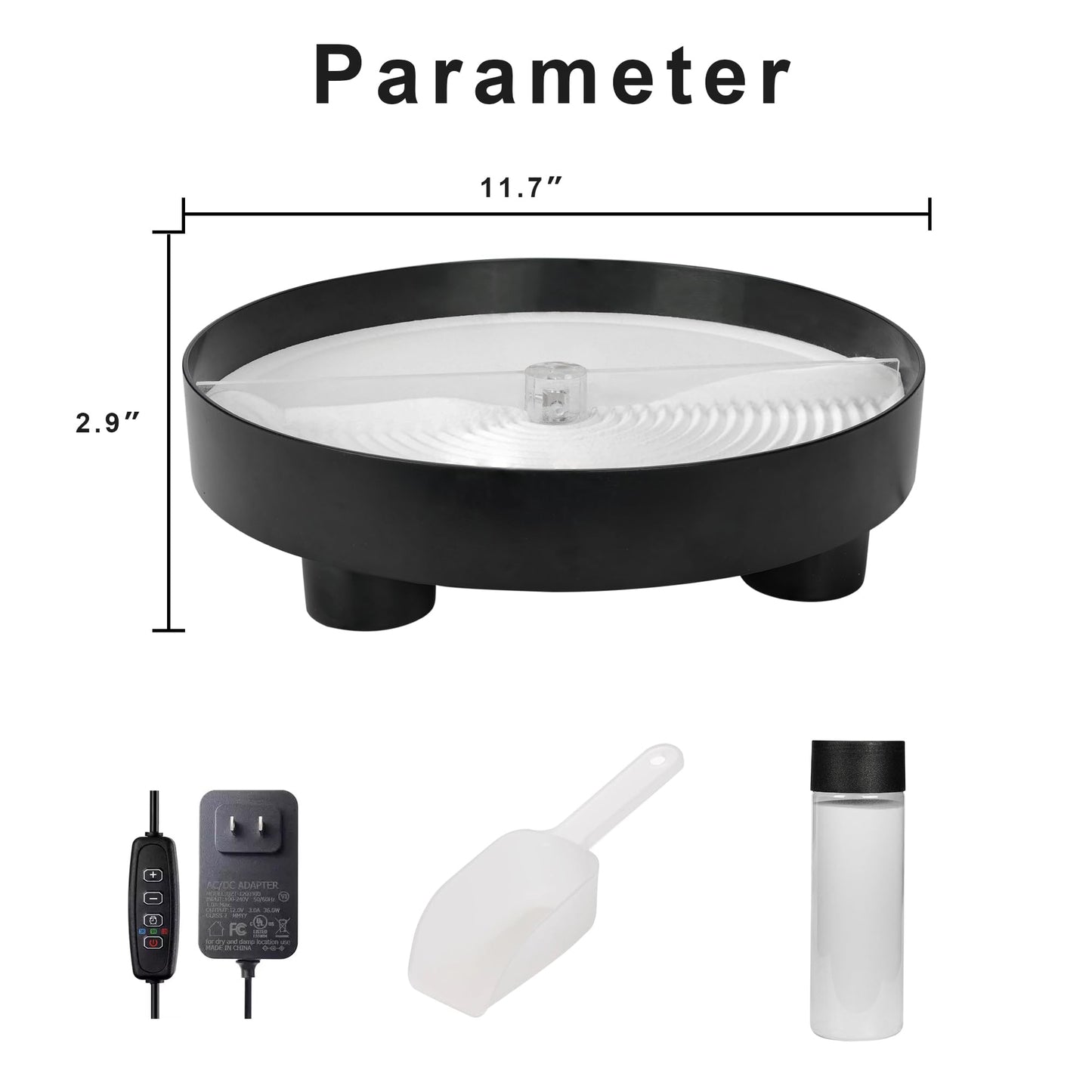 NAMAII 11.5" Automatic Garden Zen Self Rotating Sandscrape Tray, Mindfulness Meditation Stress Relied Therapy Sand Tray for Home Office Desk Decor