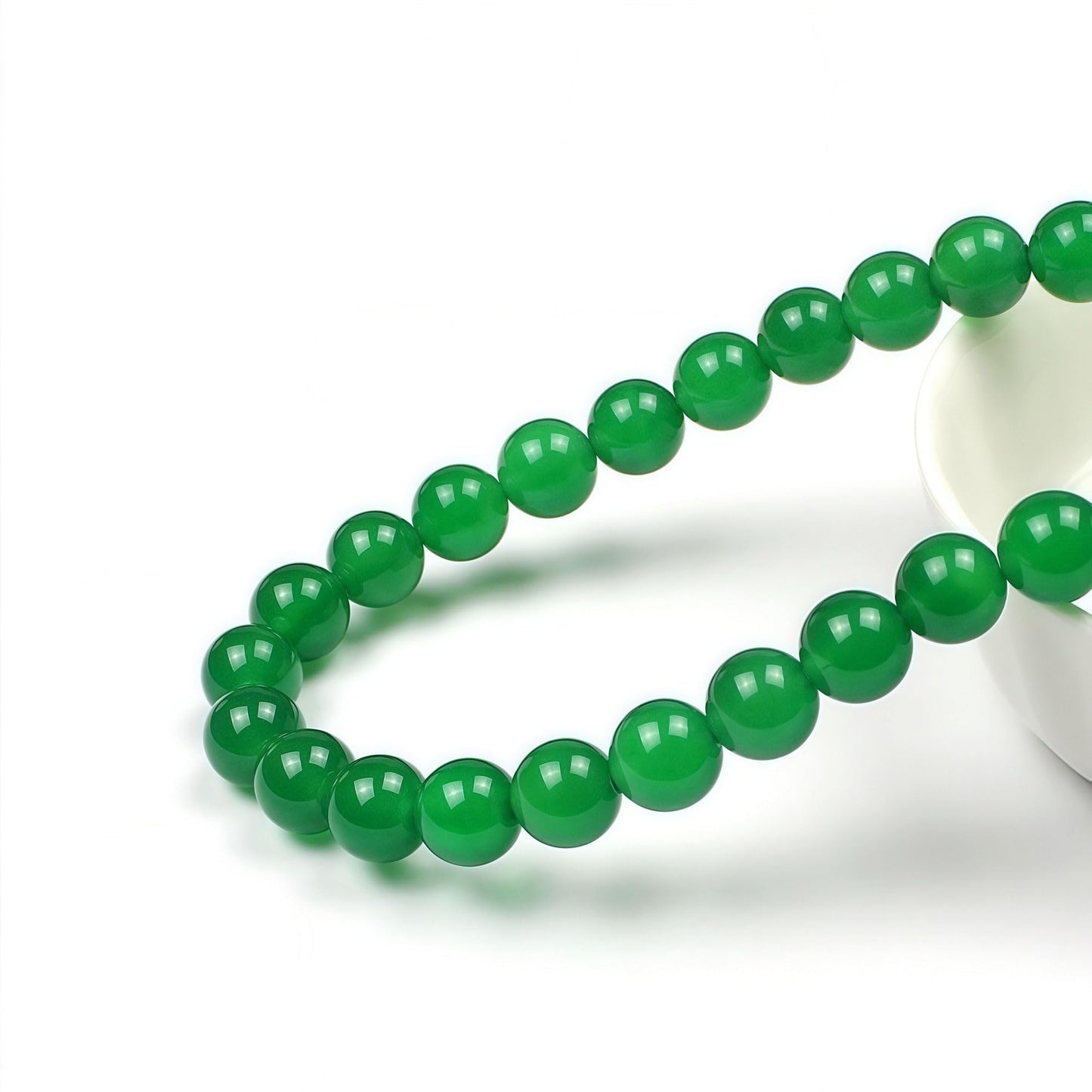 MJDCB 7A Natural Green Agate Round Stone Loose Beads for Necklace Bracelet Charms Jewelry Making 15"(10mm)