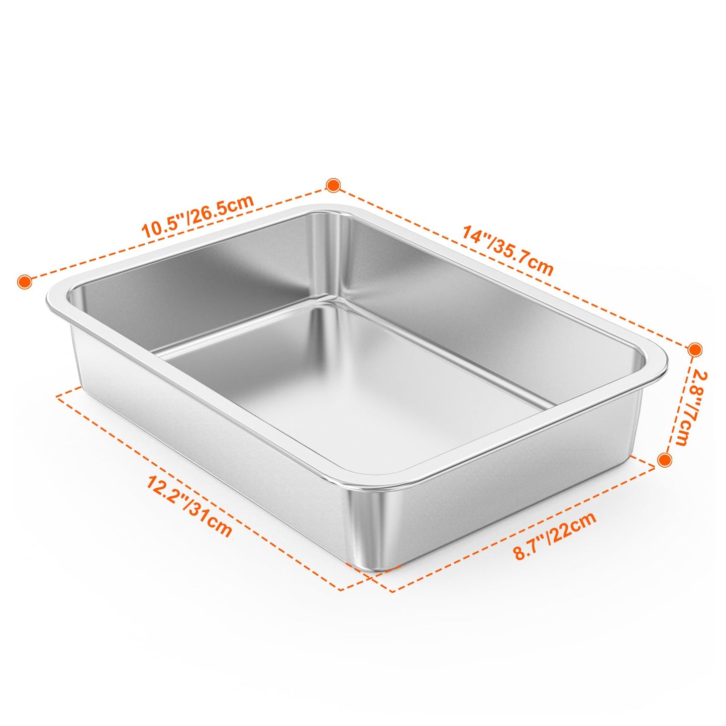 onlyfire Stainless Steel Baking Pan Barbeque Grilling Pan for Baking Breads, Grilling Chicken, Vegetables, 14" X 10.5" X 2.8"