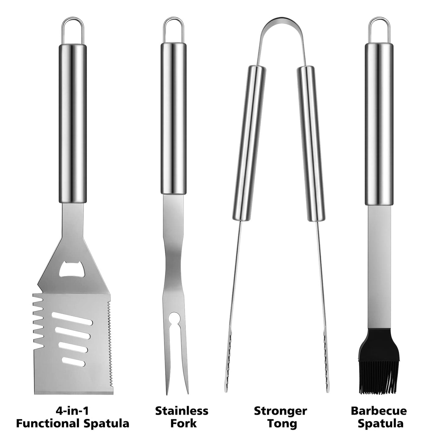 27 Pcs Grill Utensils Set for Outdoor Grill – Stainless Steel BBQ Tools Grilling Tools Set, Organized in Case with Thermometer, Injector & More – Complete Kit for Cooking, Camping & Backyard Barbeque