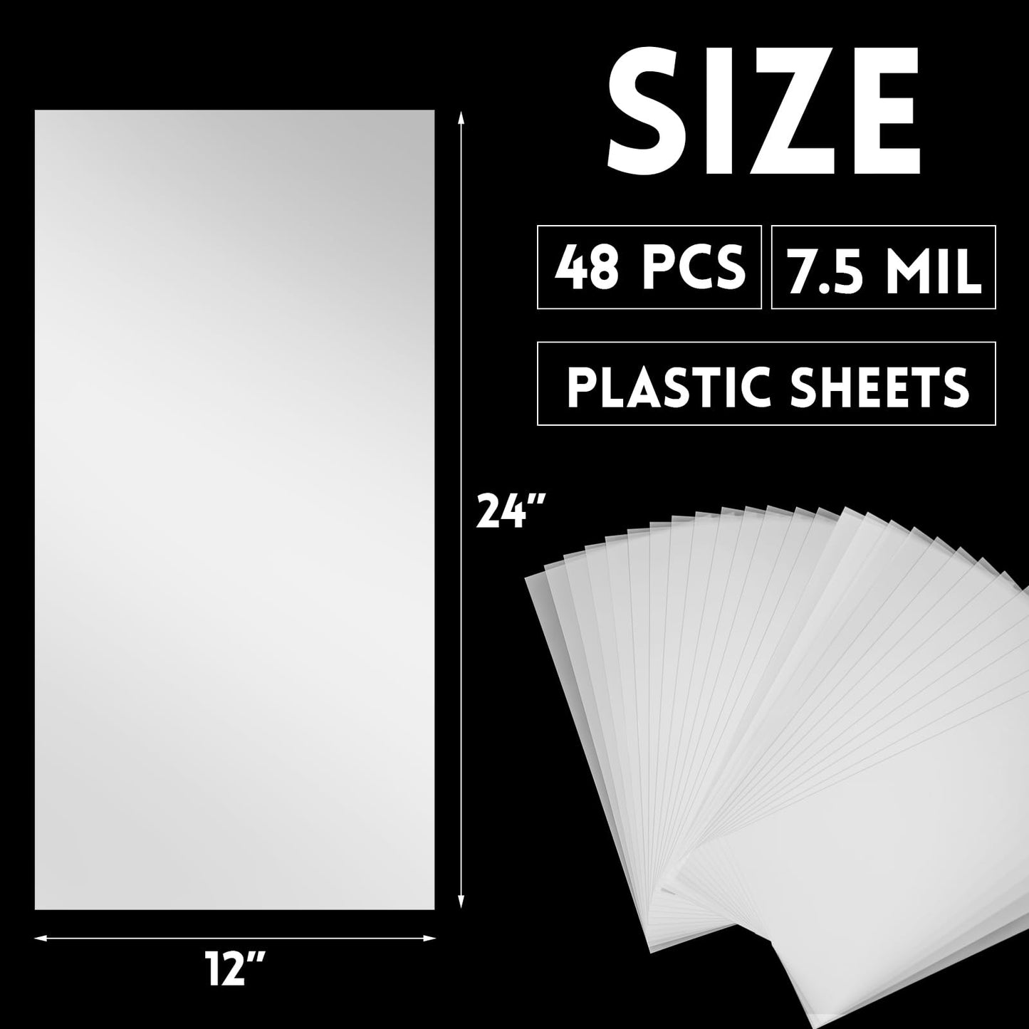 Frienda 48 Packs 7.5mil Blank Stencil Sheets 12 x 24 Inch Plastic Sheet Making Sheet Milky Translucent PET Template Stencil Material for DIY Crafts Gift