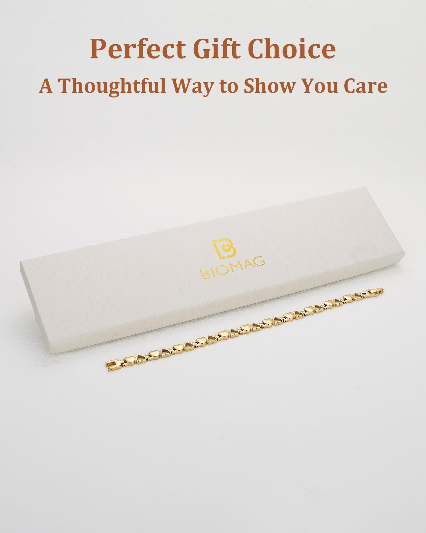 BioMag Magnetic Bracelet for Women, Titanium Steel Wristband Brazaletes for Pain Relief Solid Pure Copper Jewelry Gift with Adjustable Tool (Gold)