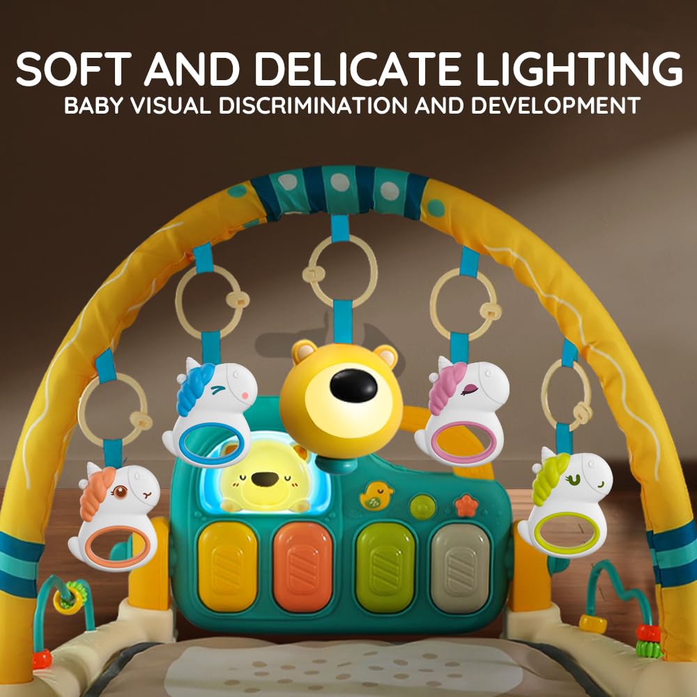 Caterbee Baby Piano Play Gym Mat with Music and Light (Bear)