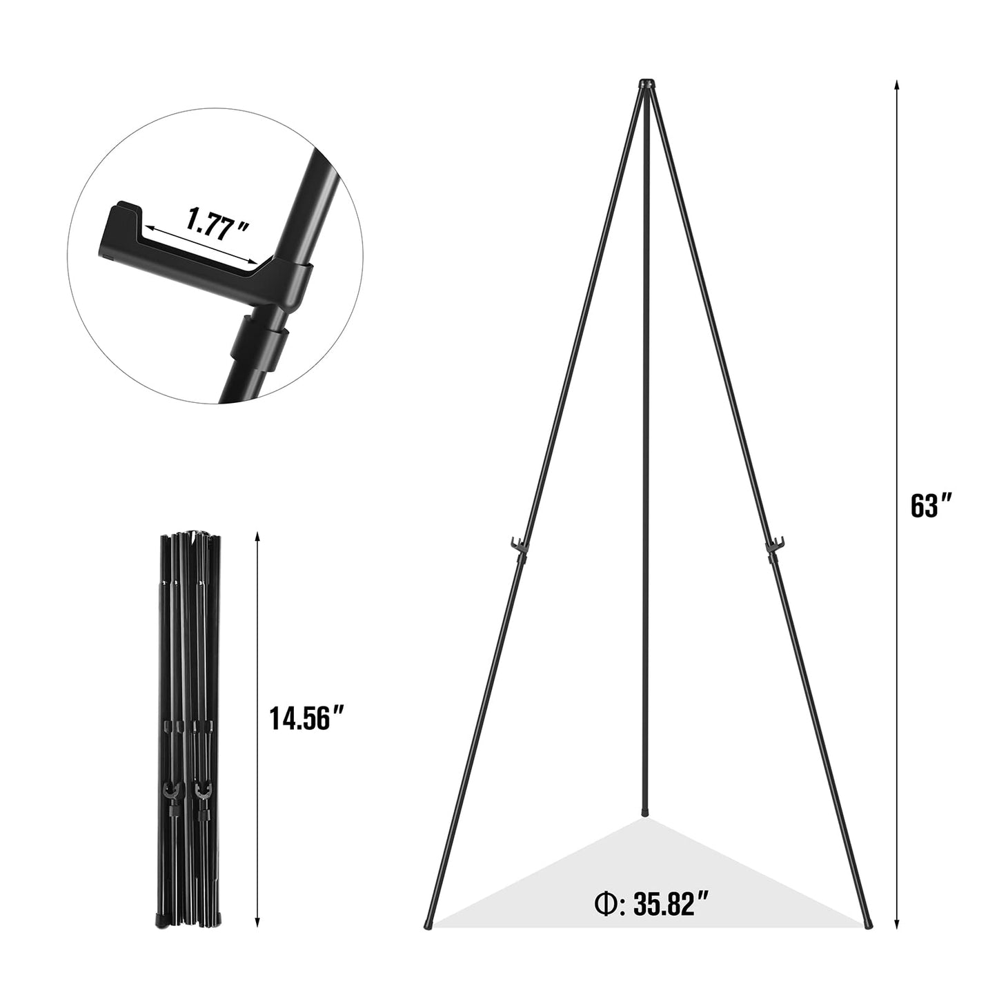 Easel Stand for Sign, Aredy 63" Portable Painting Easel, Lightweight Metal Easels for Painting Canvas, Wedding Sign (2 Pack)