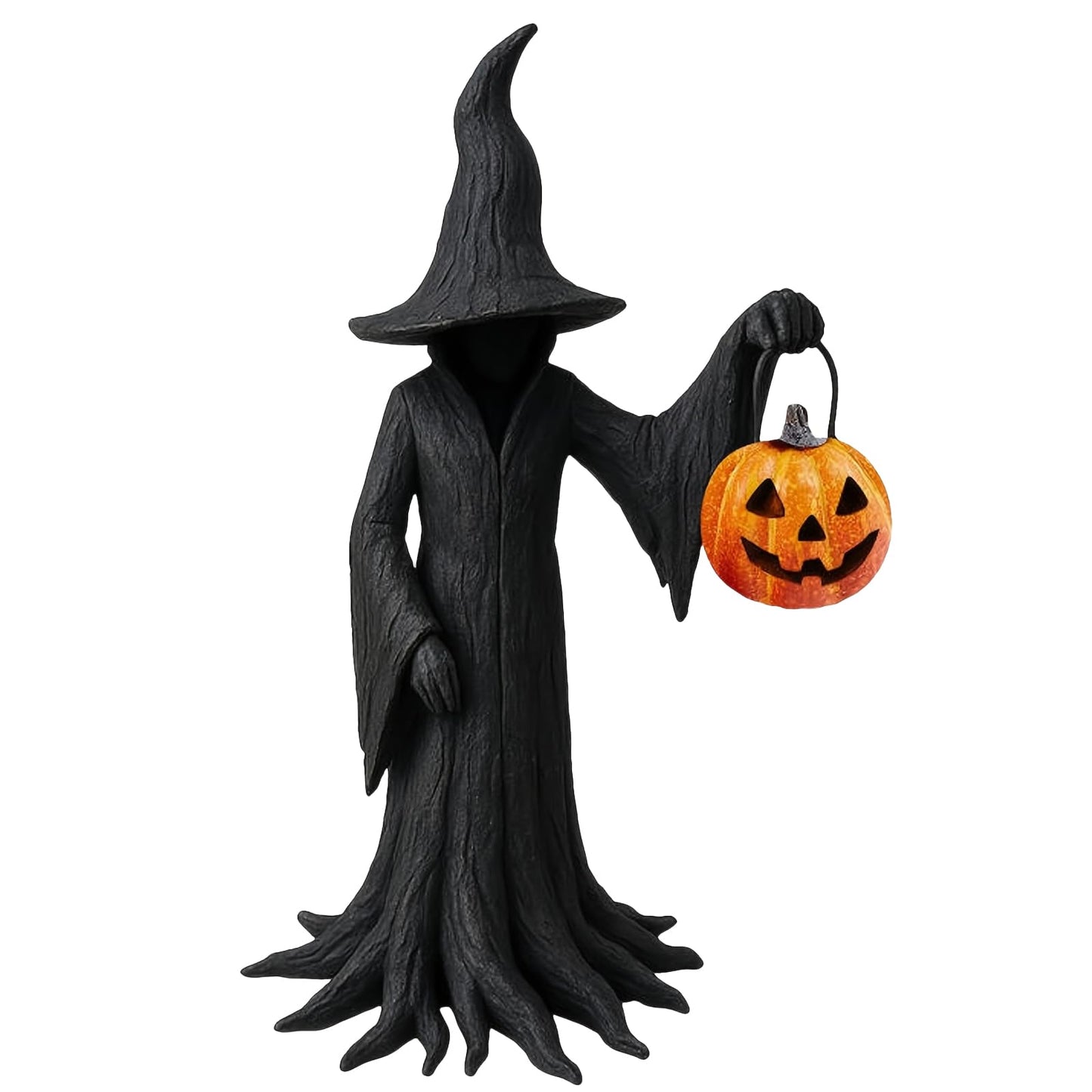 YYPLIAN Gothic Witch Halloween Resin Figurine, 8" Witches Holding Pumpkin Lantern Statue Spooky Witchcraft Ornament for Halloween Home Party Tabletop Decoration (Witch Hold Pumpkin)