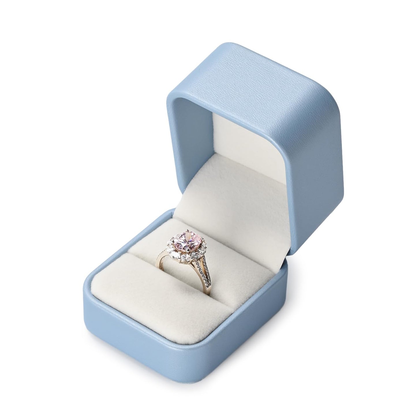 Oirlv Luxury Leather Jewelry Ring Box Engagement Ring Box Wedding Day Keepsake Case(Sky Blue)