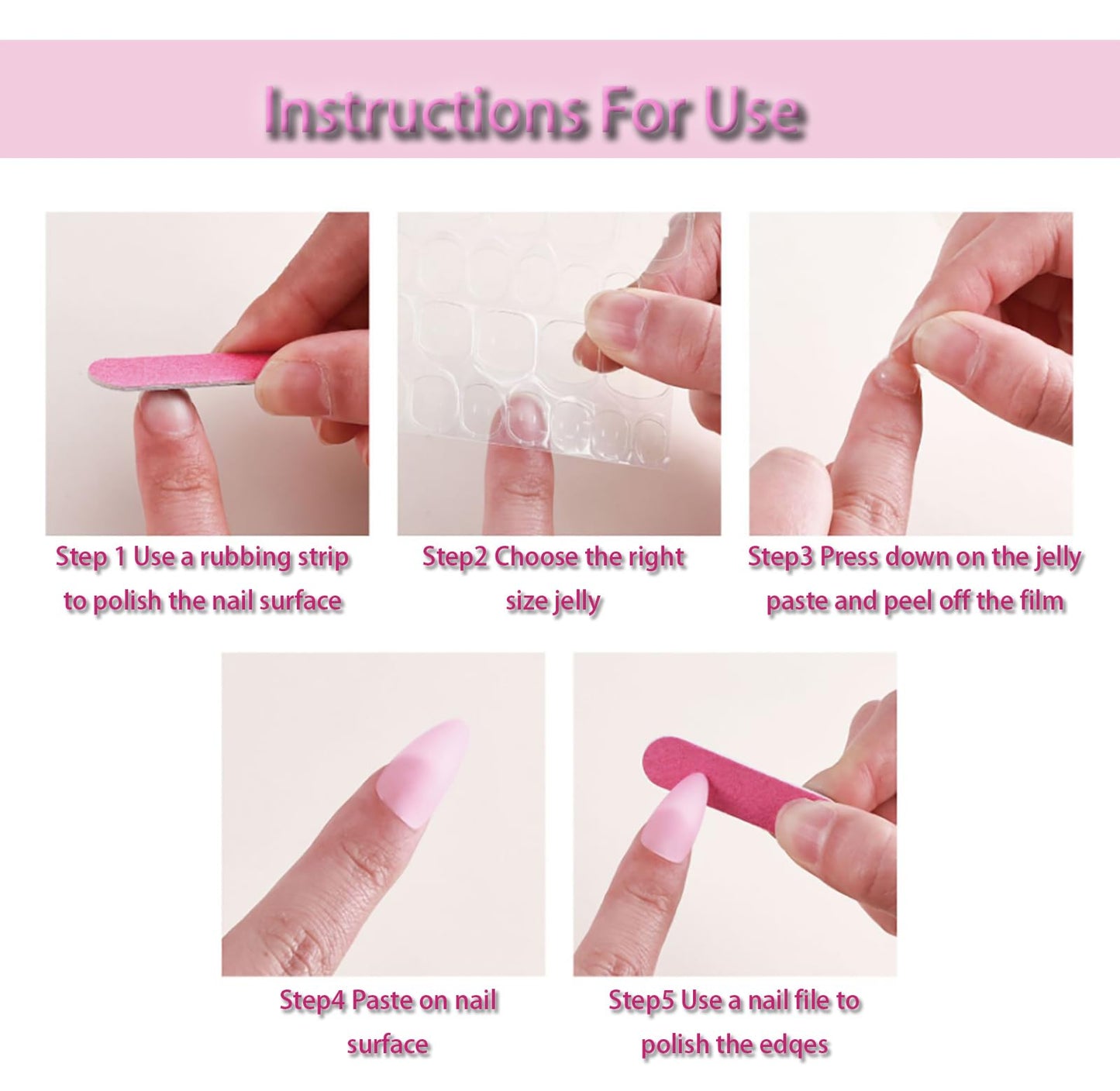 French Tip Press on Nails Medium Almond Acrylic False Nails nude Ombre White 3D Water Droplets Fake Nails Full Cover Stick on Nails for Women Manicure Decoration 24Pcs