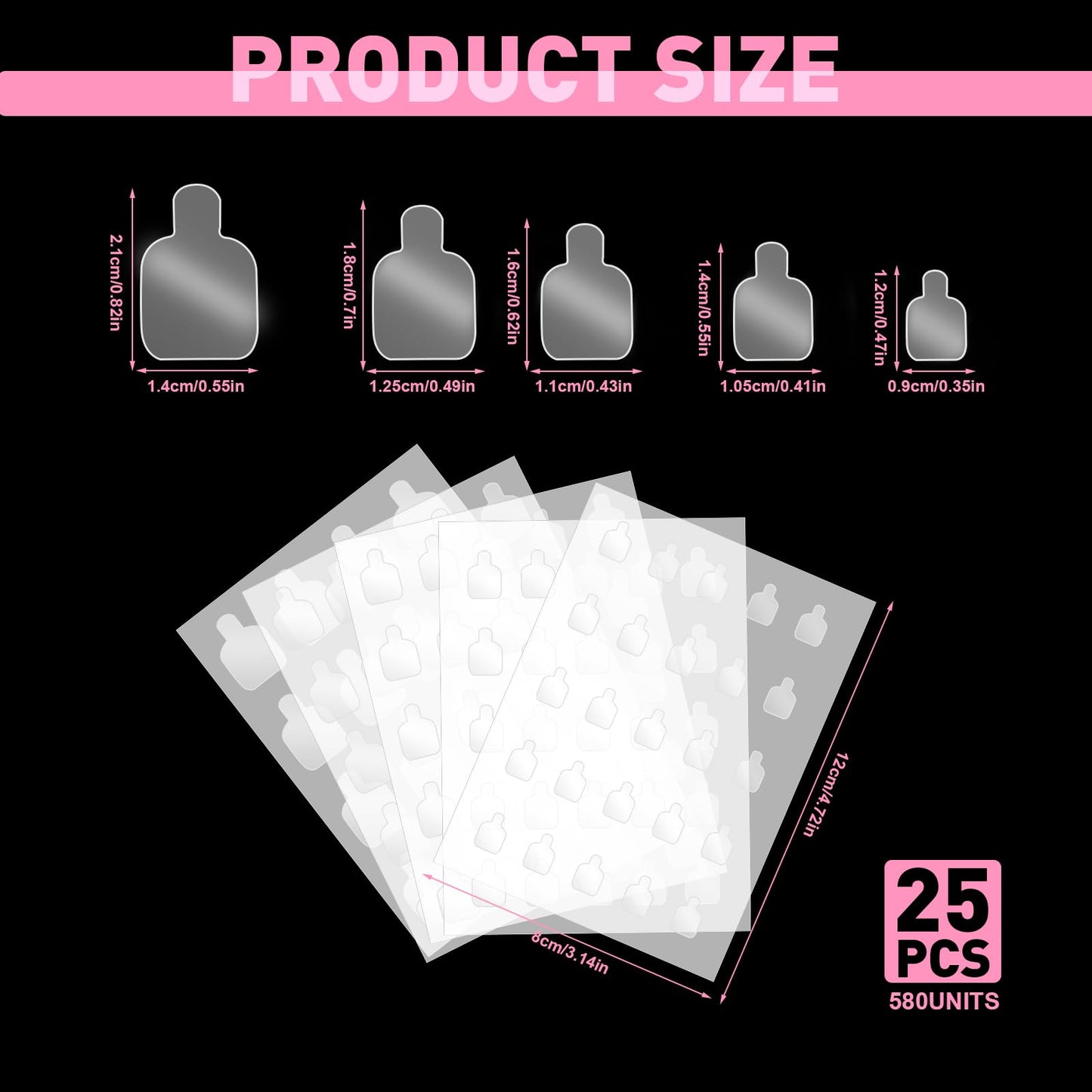 Nail Repair Patches for Damaged Nails - 580 Units Pre-cut Nail Repair for Fixation & Isolation Layer, Recovery Protective Layer for Acrylic Various Sizes, Easy to Use, Invisible & Instant