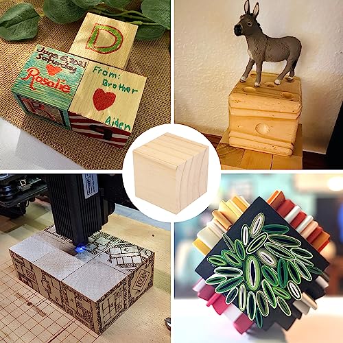 GNIEMCKIN 100 Packs Wooden Blocks for Crafts, 2 Inch Pine Wood Cubes, Wooden Cubes for Paint, Stamp, Decorate, DIY Projects and Personalized Gifts - size: 100 Packs 2 Inch