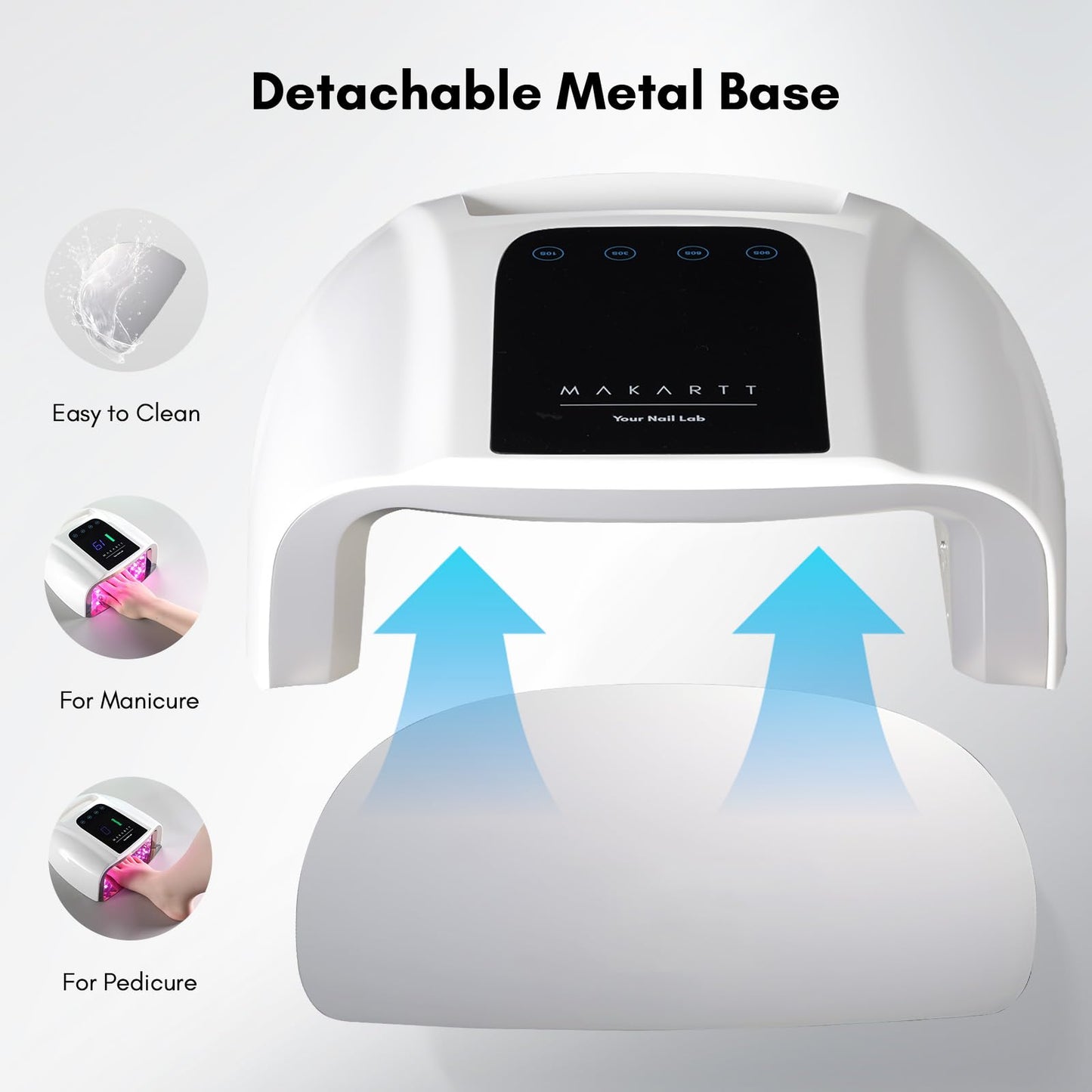 Makartt UV LED Nail Lamp – Fast Curing UV Light with Handle Nail Dryer with 42 Beads 4 Timers Cordless Rechargeable Design LCD Touchscreen & Smart Sensor(White)