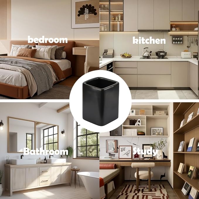 Black Toothbrush Toothpaste Holders Organizer Bathroom Accessories Storage Toothbrush Cup Stand Vanity Organizer