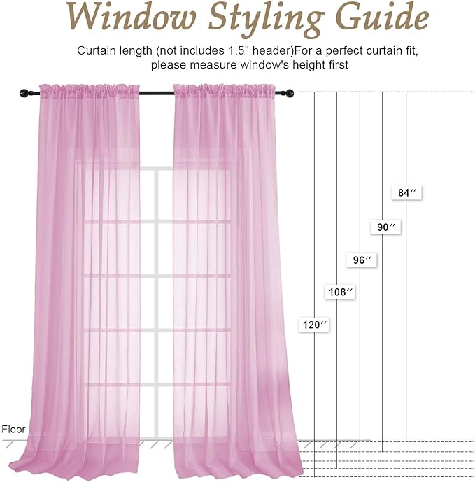 OVZME Light Pink Bedroom Curtains 2 Panel Sets 90 Inch Length, 59 Inch Extra Wide Light Filtering Light Weight Soft Window Treatment Panels for Study Room Living Room Guest Room, 59Wx90L Inches