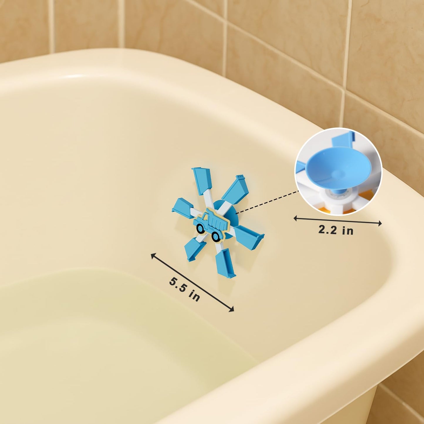 Roslim Silicone Bathtub Suction Spinners - SpinTruck-Blue