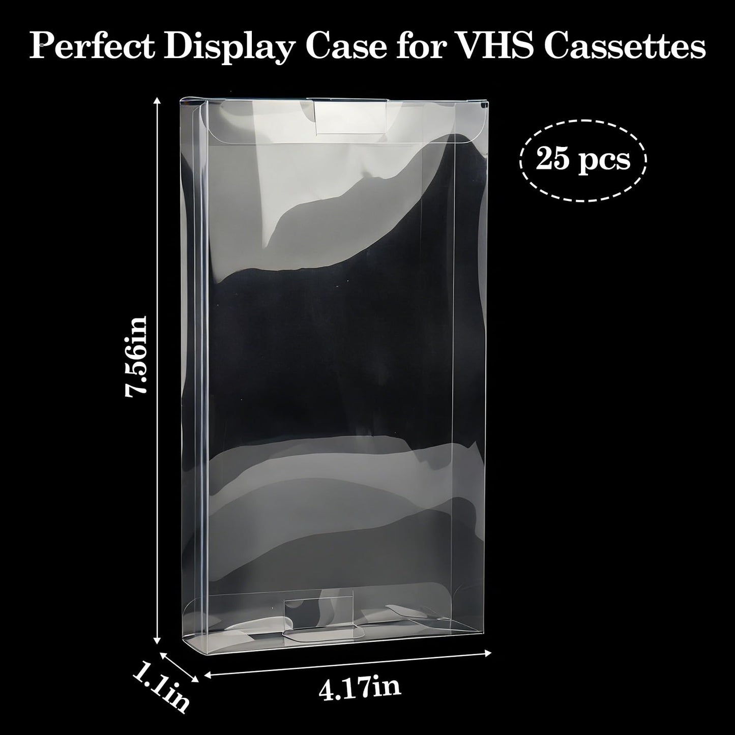 Klmnop 25 Pack VHS Protector Case, Clear PET Storage Box for VHS Tapes and Cassette Tape, Display & Preservation Organizer for Home Media Collections(Clear)