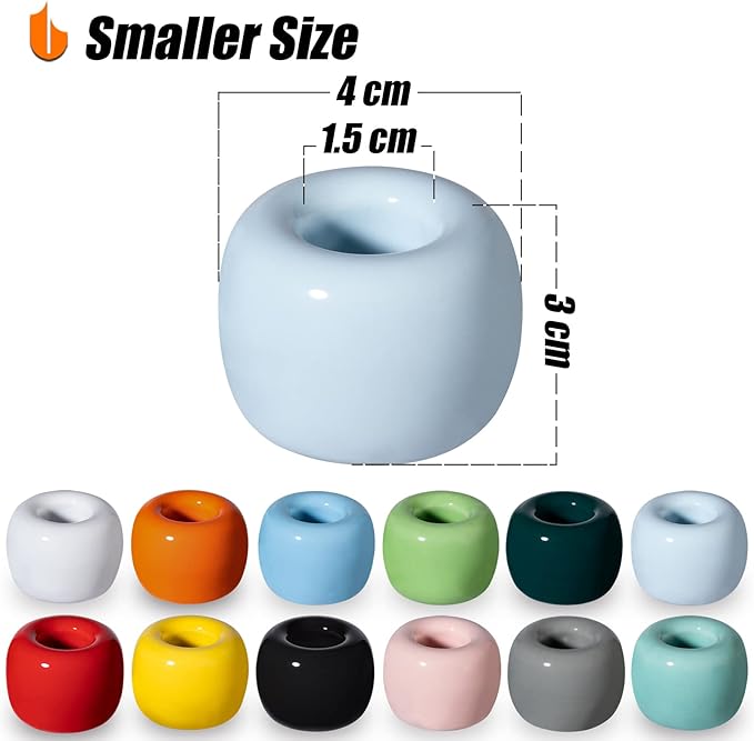 Urbanstrive Sleek Mini Ceramics Toothbrush Holder Stand for Bathroom Vanity Countertops, Light Blue, 2 Pack