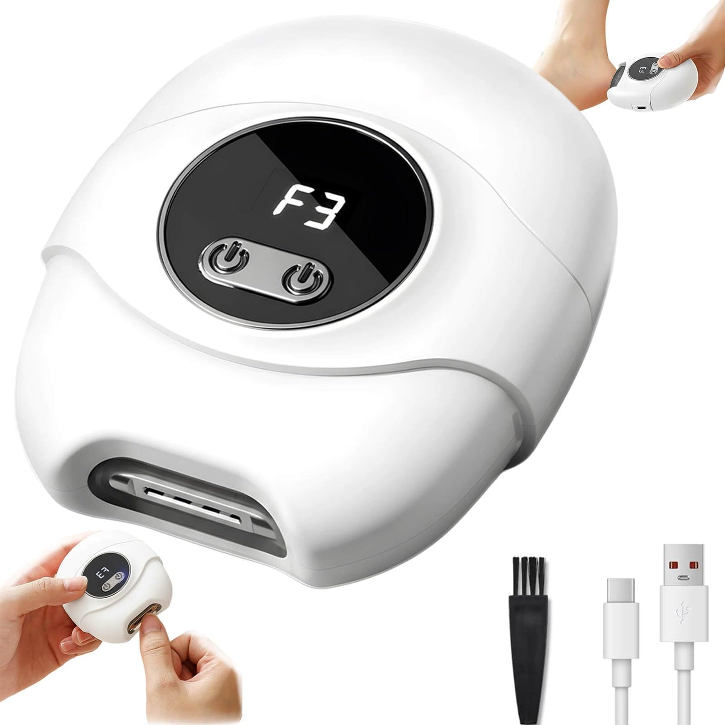3 in 1 Electric Nail Clippers,Nail Trimmer with Cocoon Removing Function,Nail Scraps Storage,Nail Care Tool with 3 Adjustable Speeds,Automatic Electric Toenail Clippers for Seniors,Kids,Adults (White)