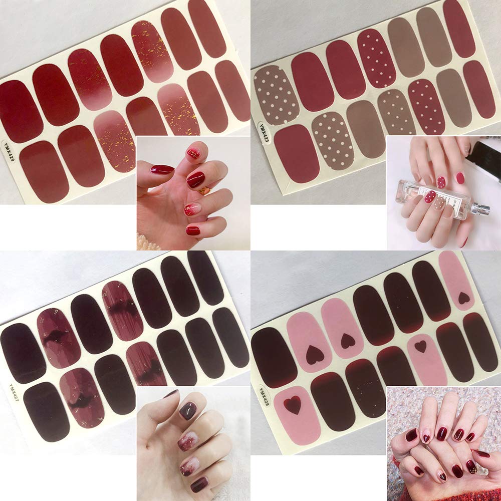 SILPECWEE 20 Sheets Nail Wraps for Women Stick on Nail Polish Strips Adhesive Nail Polish Stickers Gel Nail Strips Manicure Nail Art Accessories with 1pc File