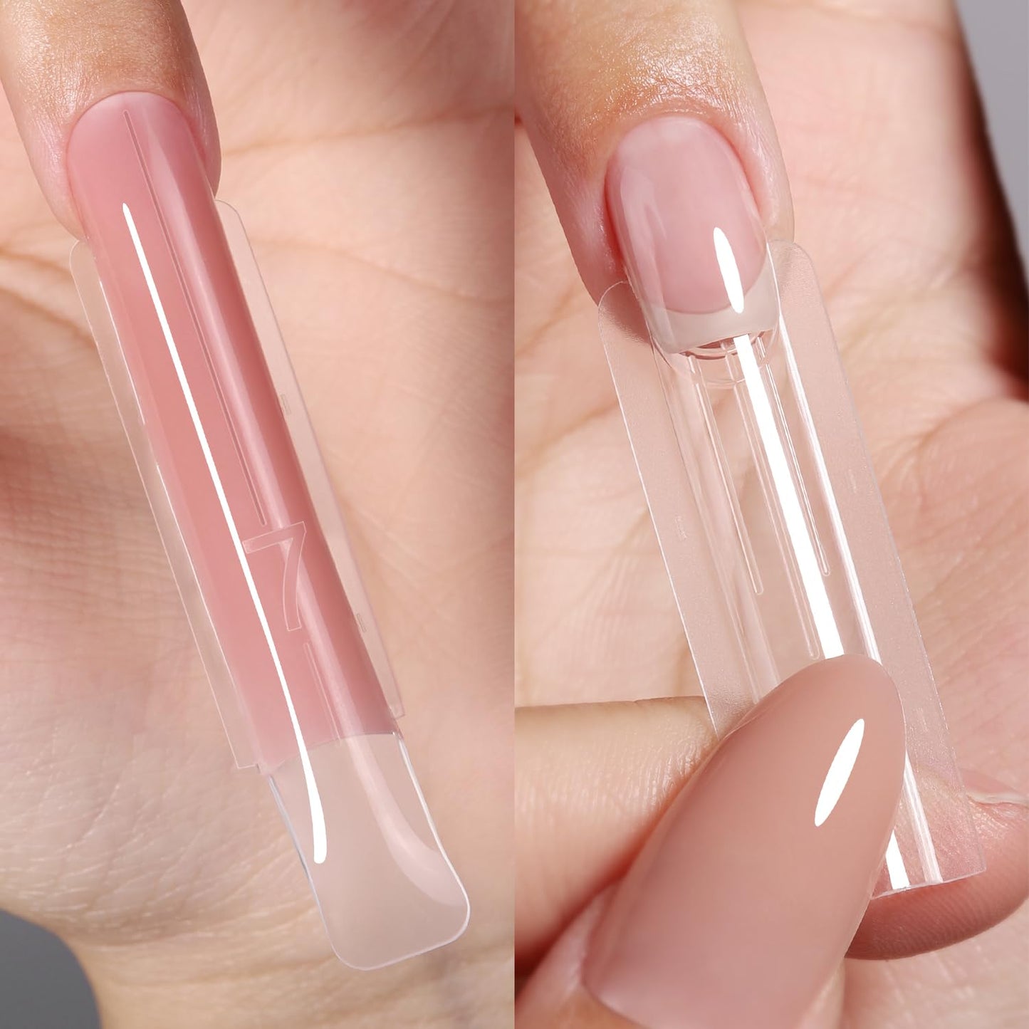 YOKEFELLOW Original Sandwich Nails Dual Forms - 240Pcs Long Coffin Nail Mold for Quick Nails Extension, No Paper Forms Needed, 15 Sizes Plastic Form, Salon Nail Art Tools(W556-Long Square)