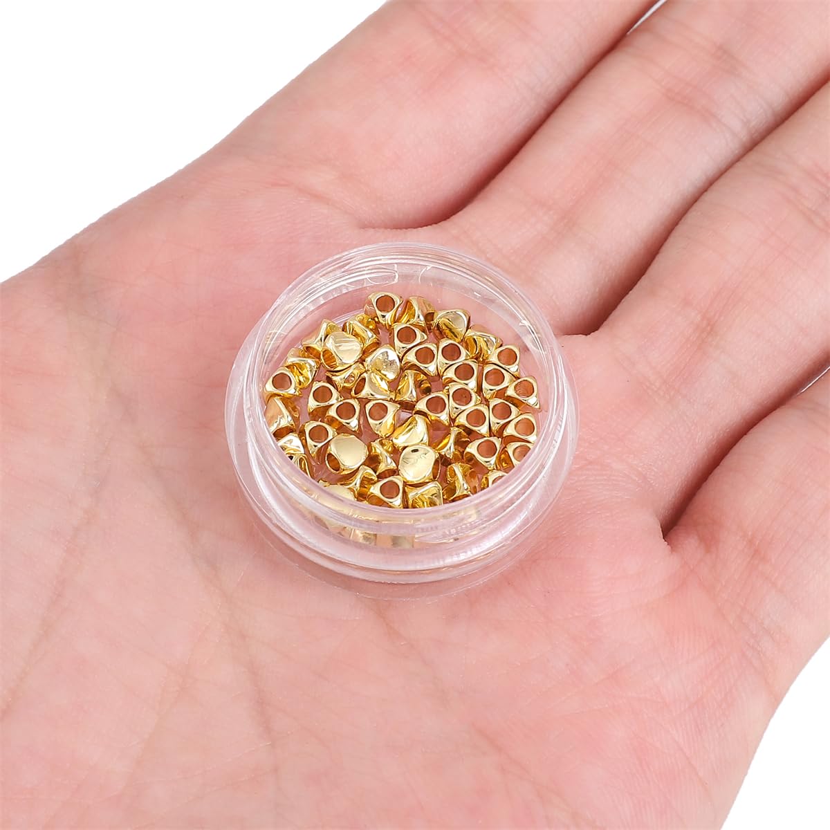 BEADIA 14K Gold Plated Twisted Spacer Beads 3x3mm 50pcs for Jewelry Making Findings Non Tarnish
