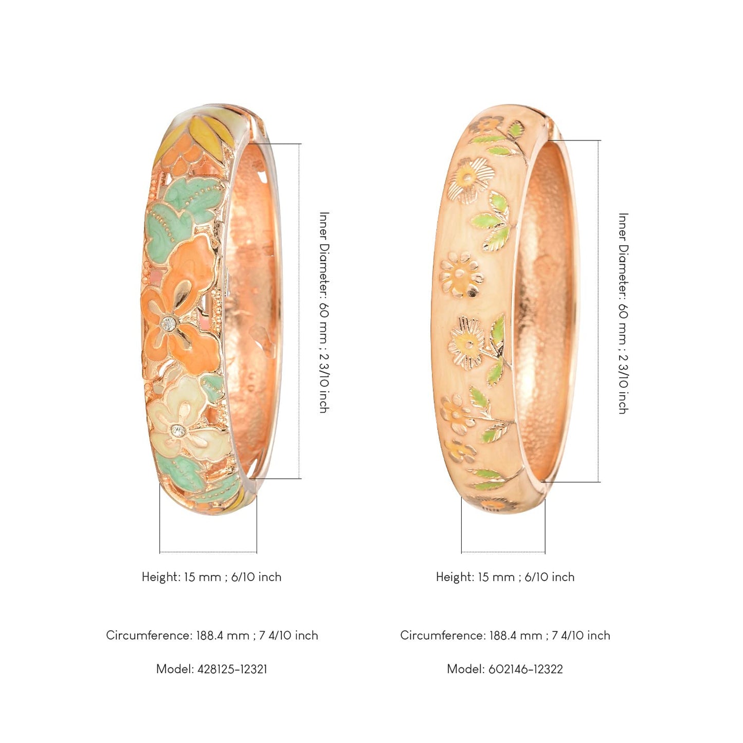 UJOY Colors Handcraft Jewelry Cloisonne Bracelet Enamel Hollowed Butterfly Spring Hinged Womens Bangles Gifts Box 88A09-55C36 Yellow