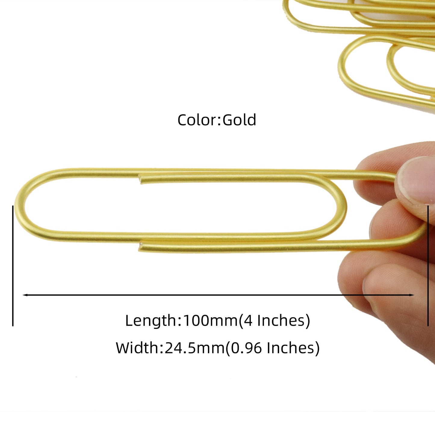 HEEHEE 4 Inch Large Paper Clips 35 Pcs Brightly Colored Gold Vinyl Coated Rust Resistant Smooth Finish Large Jumbo Paperclips for Office School Documents Photo Card