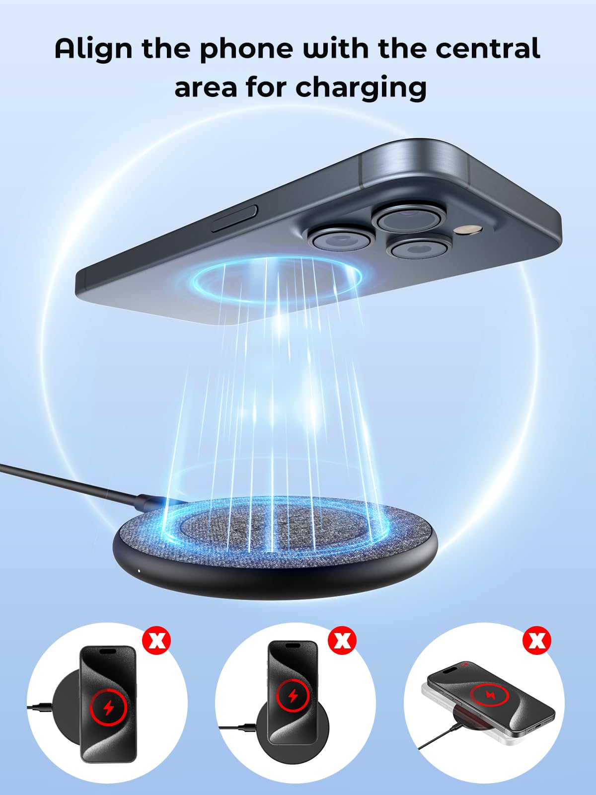 NewQ Wireless Charger, 15W Max Wireless Charging Pad for iPhone 17 16 15 14 13 12 11Mini/SE/Pro/Max/Plus, Samsung Galaxy S23/S22/S21/S20/S10/S9/S8/S7/Note20/10/9/8, Air Pods/Pro/Galaxy Buds/+, 2 Packs