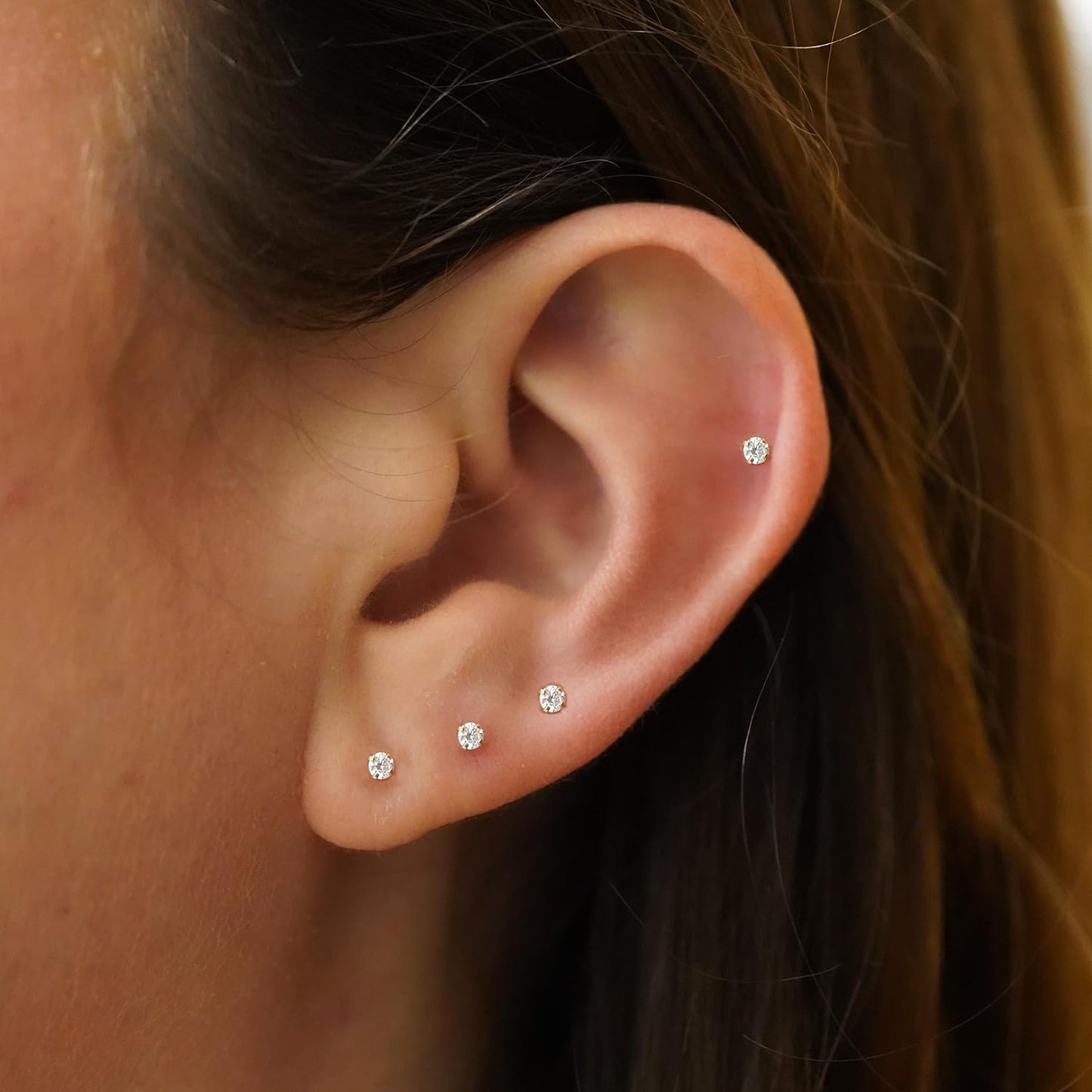 6 Pairs Silver 2mm Tiny Flat Back Earrings for Women Men, Surgical Steel 20G Small Stack Round Cubic Zirconia Earrings for Multiple Piercing, Hypoallergenic Piercing Studs for Sensitive Ears
