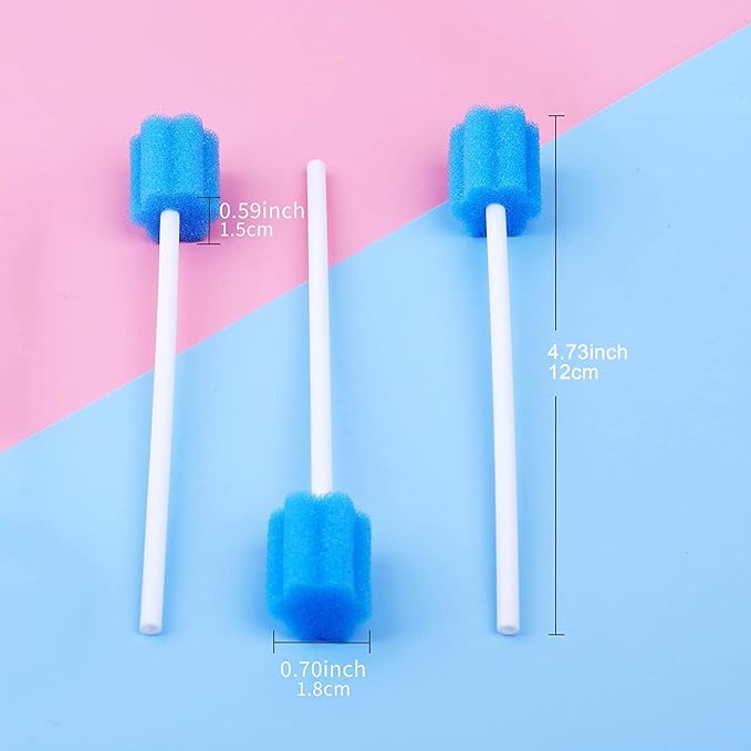 Wellgler's Disposable Oral Swabs, Sterile Sponge Mouth Swabs (250pcs, Blue)