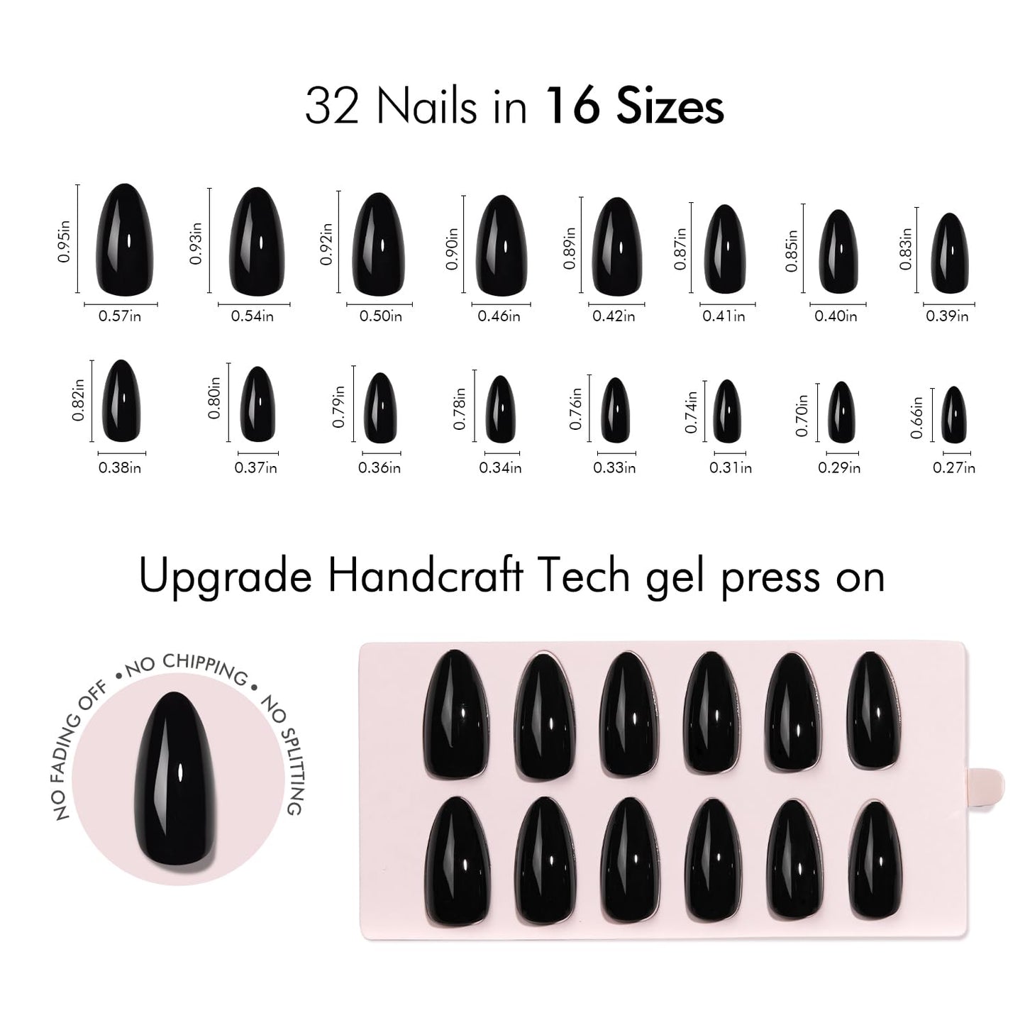 Vsalon Press on Nails - Halloween Nails Almond Medium Fake Nails for Party, Reusable Soft Gel Glue on Nails - 32PCS