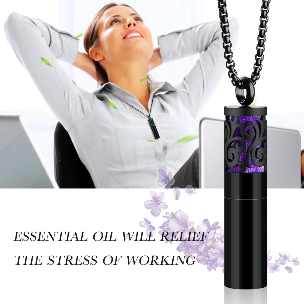Maromalife Essential Oil Necklaces for Women/Men, Diffuser Necklace 316L Stainless Steel, Diffuser Pendant for Men with 10 Felt Pads, Aromatherapy Necklace Gift Set for Birthday, Christmas