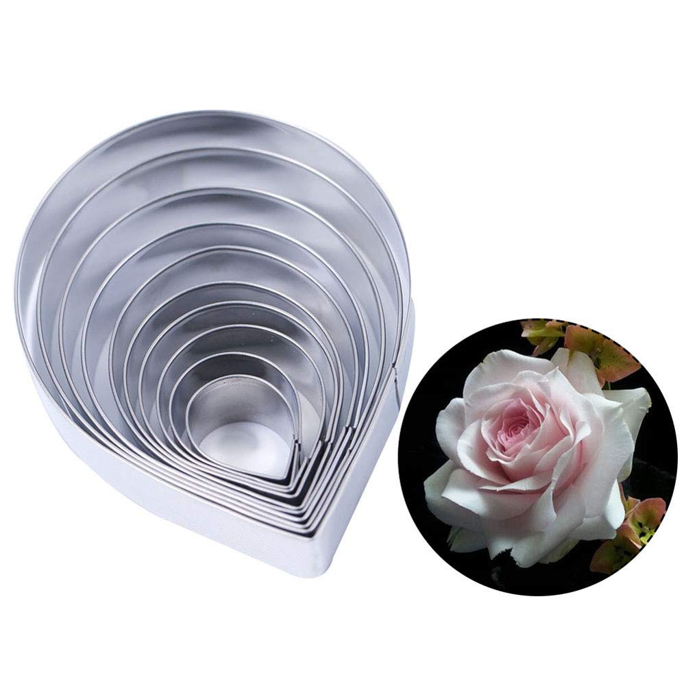 10 Pcs Austin Rose Cutter Set and 2 Pcs Rose Petals Shape Silicone Fondant Mold Veining Petal Sugar Flower Making Tool Cake Decorating Gumpaste Flowers Decor Kit