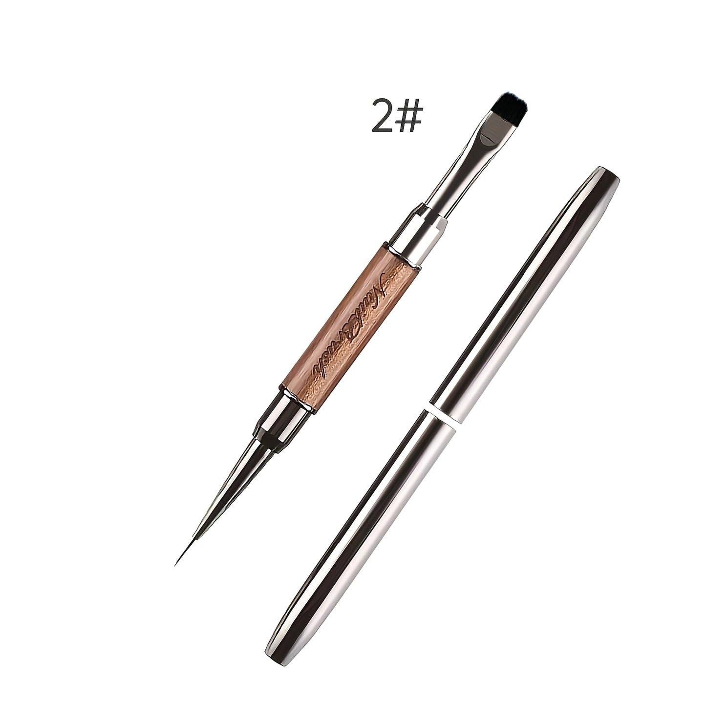 DAIXIANGER 3PCS Dual-End French Tip Brush Set, Nail Art Clean Up Brushes, Gel Nail Brushes with Liner Brushes for Nails & Builder Gel Brush, Cuticle Cleaning, Acrylic & Polygel Nail Design