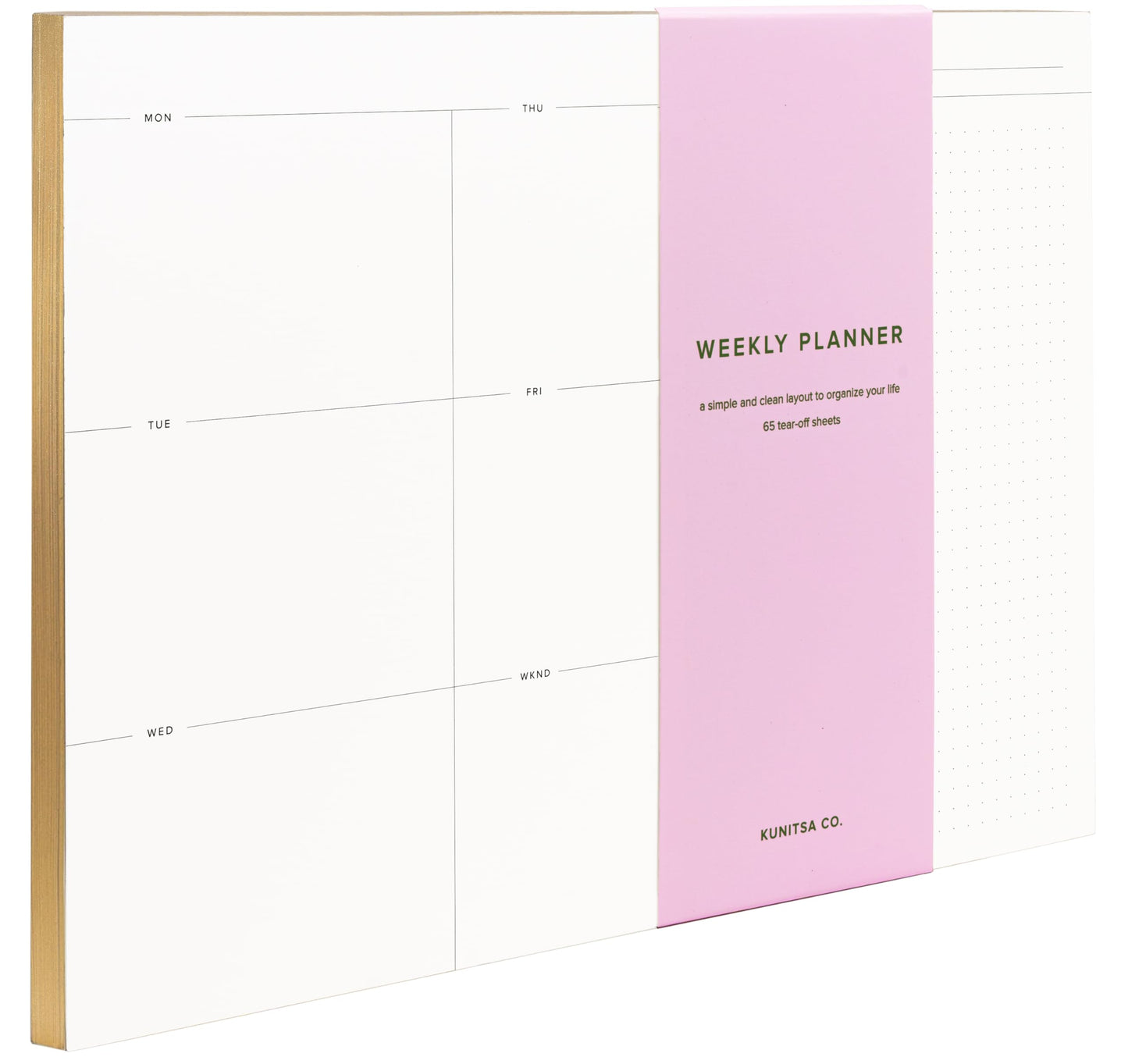 Weekly To-Do List Notepad – Desk Pad for Work and Study, Gold, 11.7x8.3 Inches