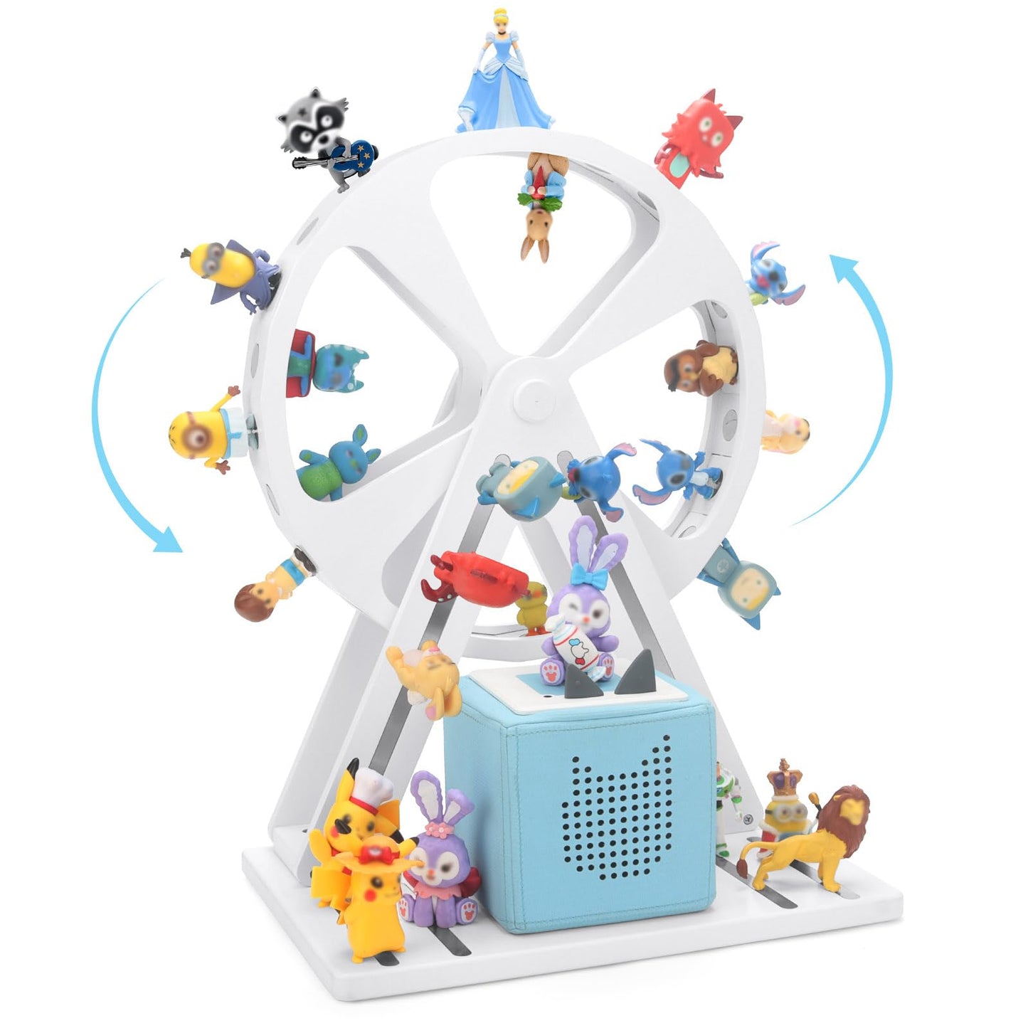 RZYLKA for Tonies Box Organizer Storage Shelf 360° Ferris Wheel, Magnetic Floating Shelves for Generation 1 & 2 Player Tonies Figures Characters, Display Collection 50~70 Characters