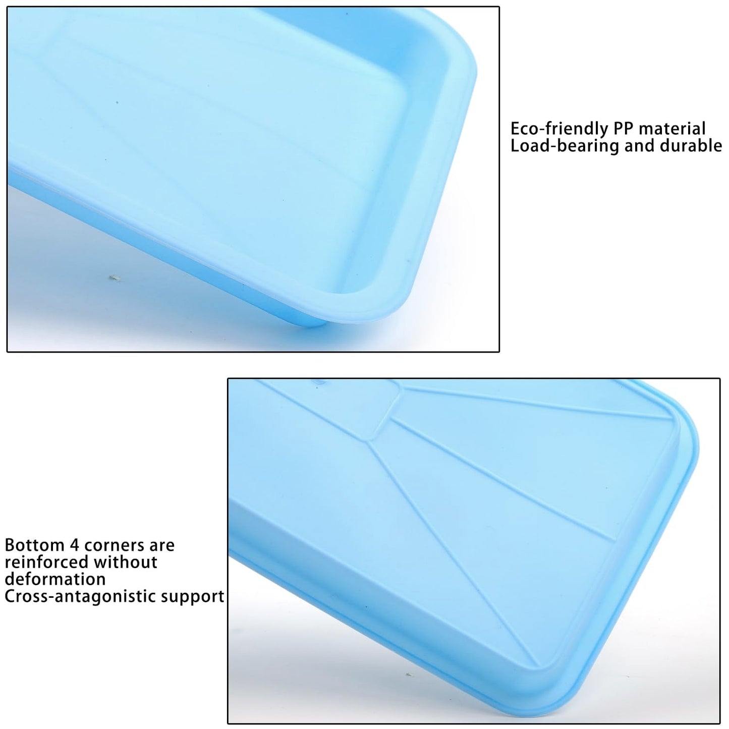 Nsmykhg Plant Drip Trays,10 Pack Plant Saucer Tray Flower Pot Drip Trays,Large Rectangular Plant drip Tray, Sturdy Rectangular Plant Saucer Drip Trays for Indoor and Outdoor (Blue)