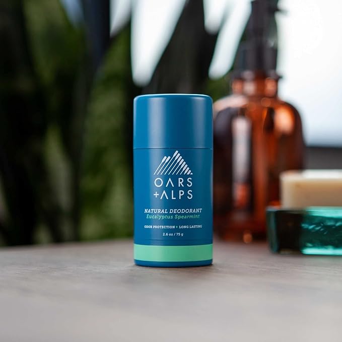 Oars + Alps Aluminum Free Deodorant for Men and Women, Dermatologist Tested and Made with Clean Ingredients, Vegan, Eucalyptus Spearmint, 1 Pack, 2.6 Oz