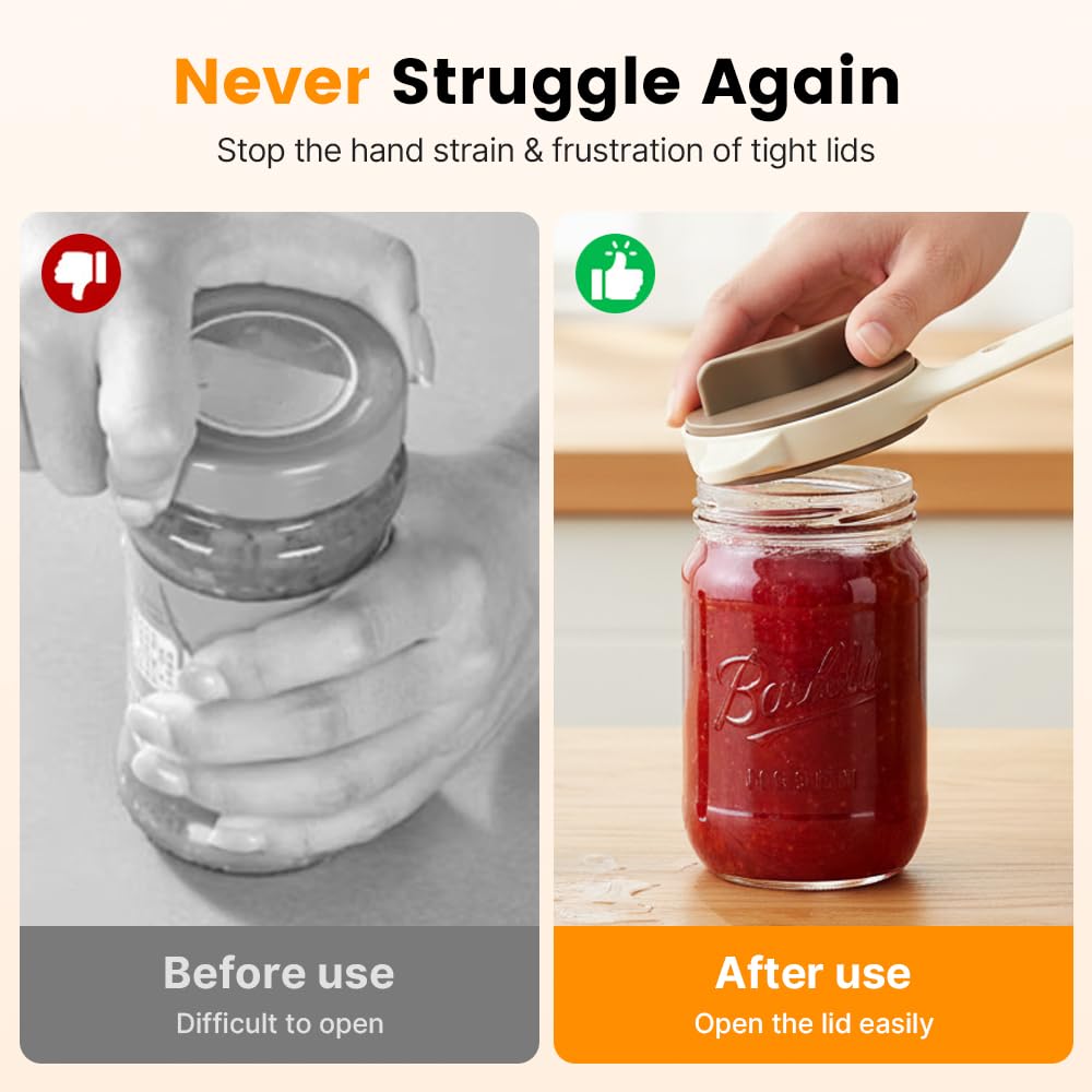 4 in 1 Multi-Purpose Jar Opener, Adjustable Three Claw Bottle Opener with Non Slip Teeth, Multi Kitchen Tool for weak hands and seniors Sufferers, Fits Kitchen Jars, Bottles and Cans (1 PCS)