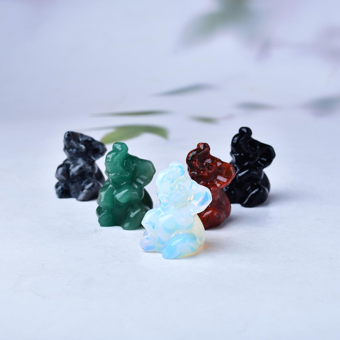 WUYOUSHI Obsidian Elephant Decor Figurine Crystals and Healing Stones Elephant Statue Polished Pocket Gemstones Bedroom Office Desk Home Decoration A Lucky Decoration