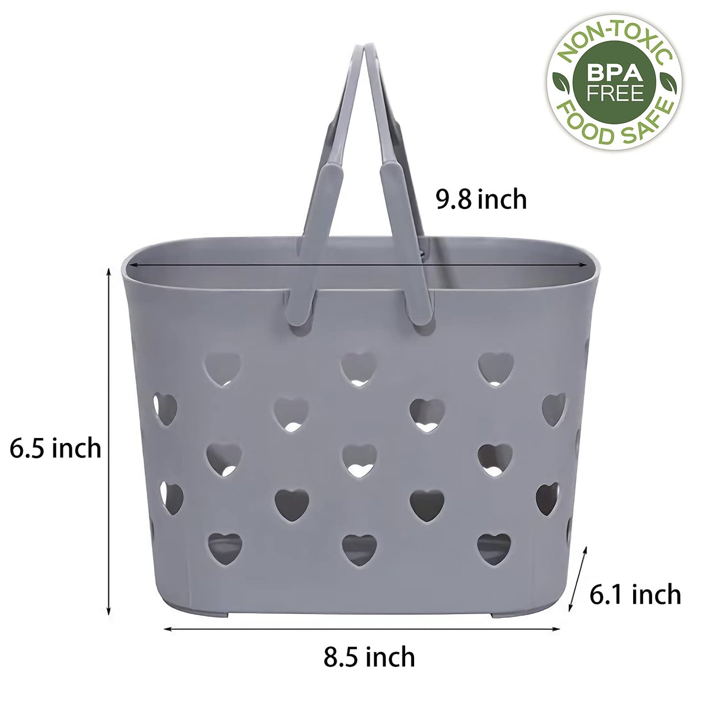 Anyoifax Portable Shower Caddy Tote Plastic Storage Basket with Handle Box Organizer Bin for Bathroom, College Dorm, Pantry, Kitchen, 2 Pack, Grey
